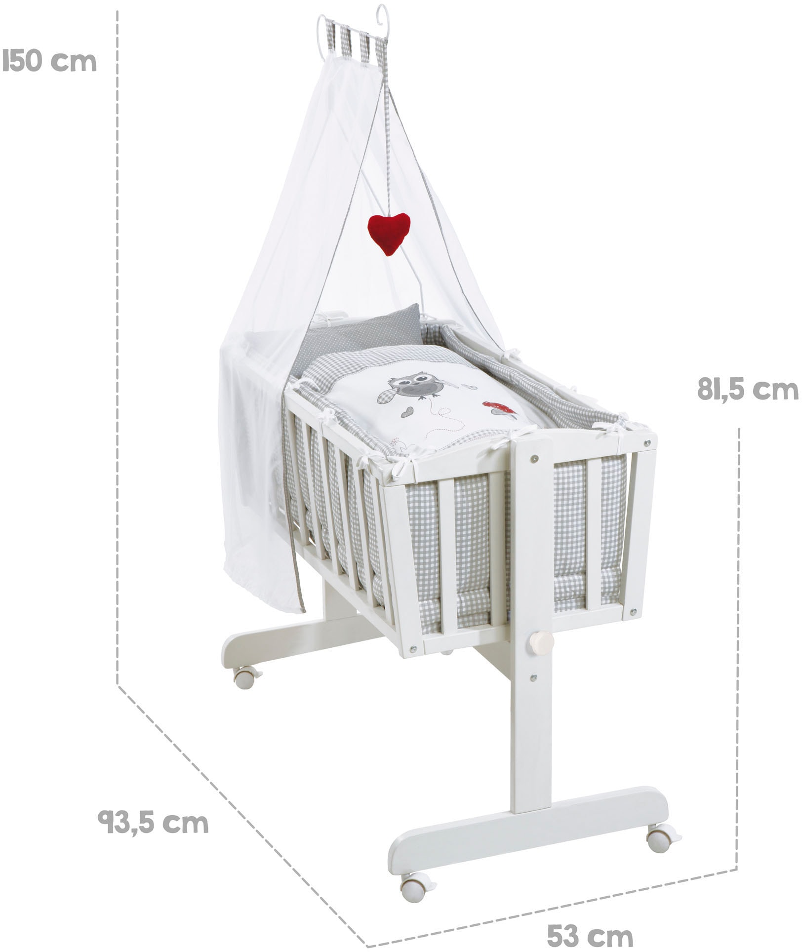 roba® Stubenbett »Komplettwiegenset, Adam und Eule«, mit Komplettausstattung