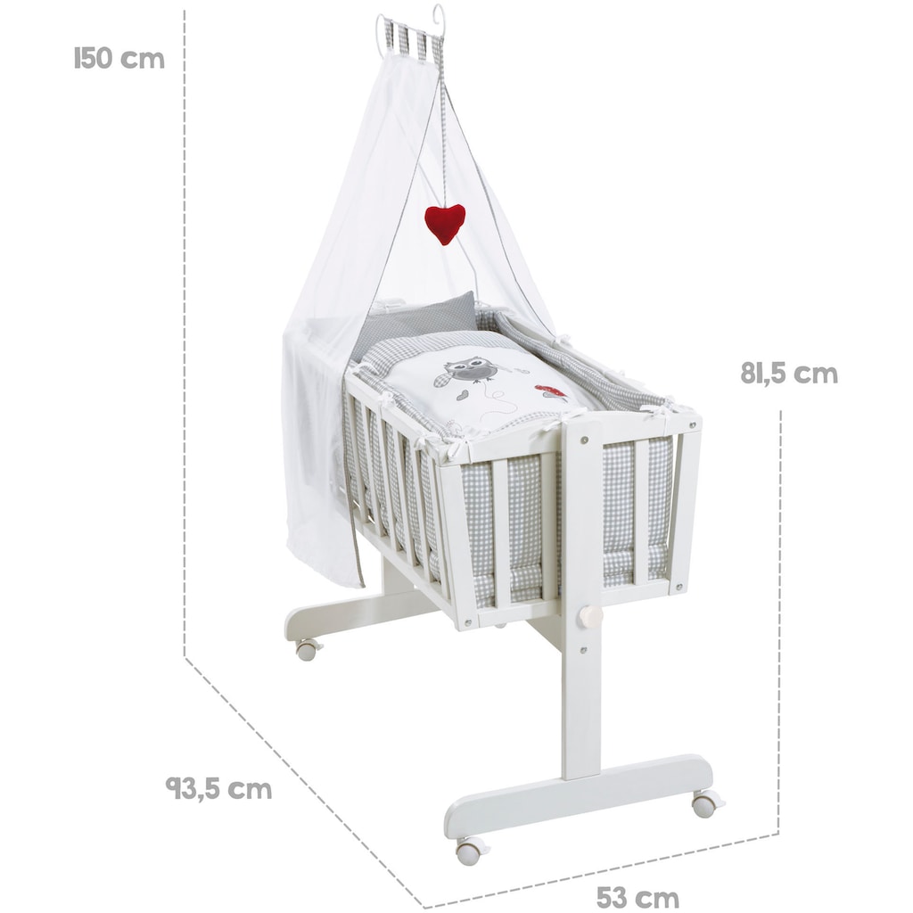 roba® Stubenbett »Komplettwiegenset, Adam und Eule«, mit Komplettausstattung