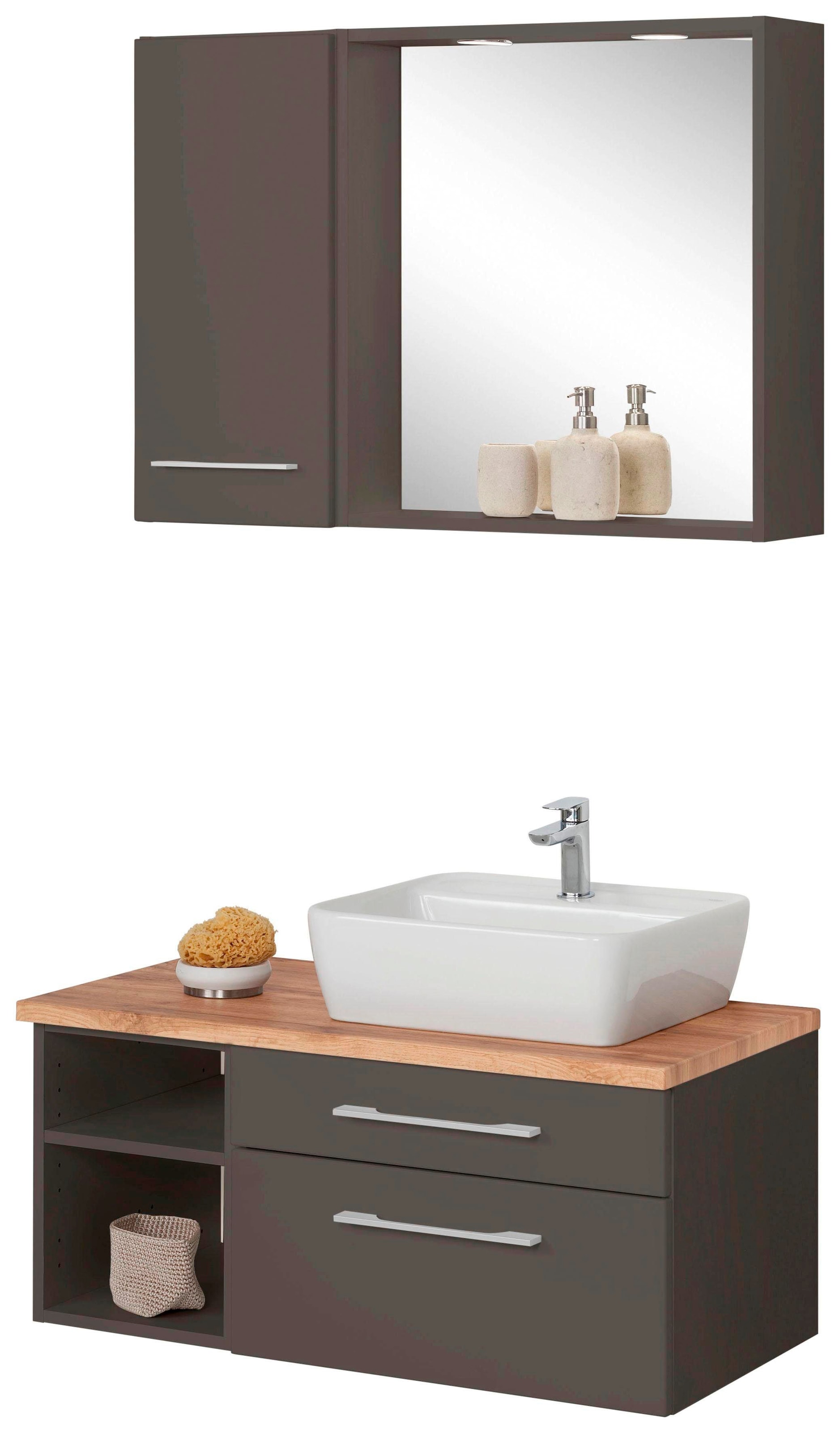 welltime Badmöbel-Set "Davos" 3 Stk. tlg. Waschplatz, Hängeschrank und Bad- günstig online kaufen
