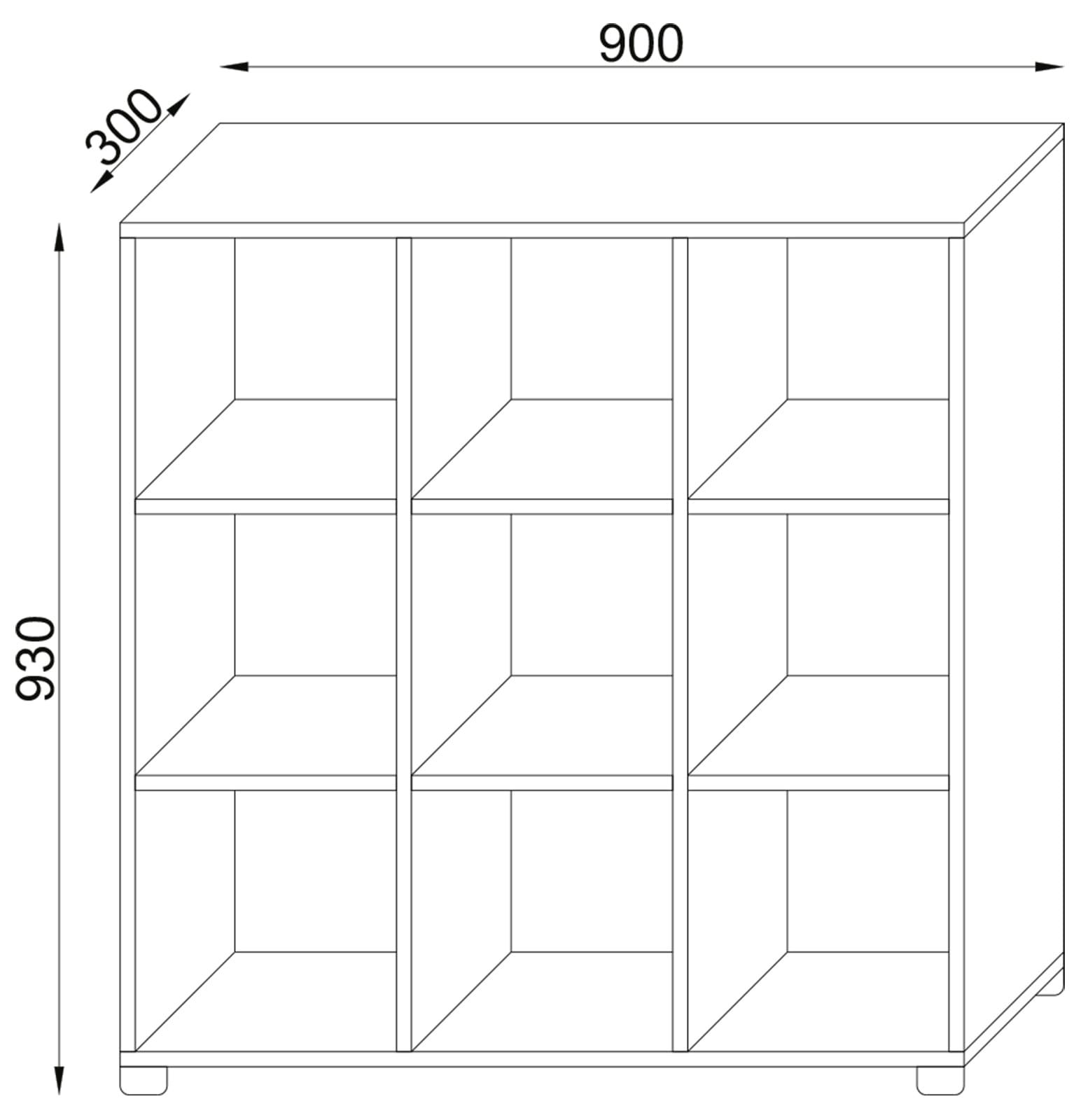 VCM Hochschrank »VCM Holz Badregal | Badschrank | Maße: H. 93 x B. 90 x T. 30 cm | Raumteiler - Benos-3x3 Fach«, (1 St.)