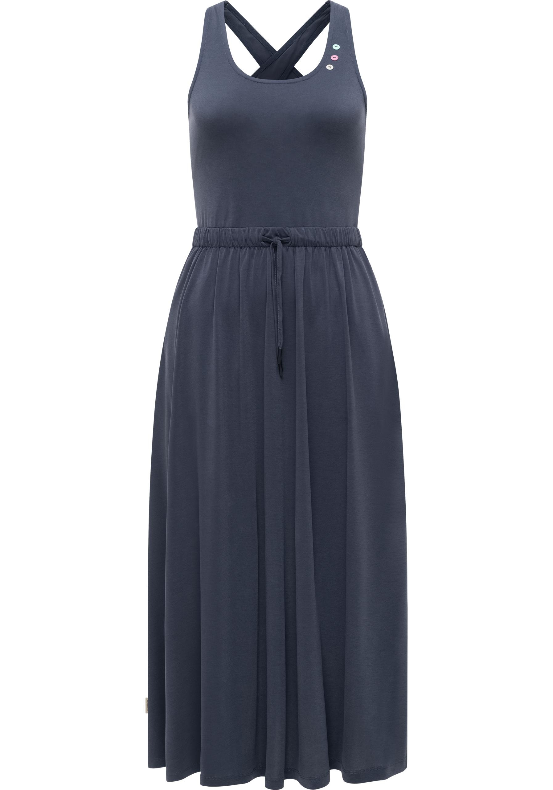 Shirtkleid RAGWEAR "Mauglia YOUMODO", Damen, Gr. XS (34), Normalgrößen, navy, Material 68% Modal, 32% Polyester, tailliert kniebedeckend, Rundhals, Ärmel ohne Ärmelschlitz normaler Saum, Kleider Shirtkleid, Sommerkleid mit Trägern und Taillenzugband