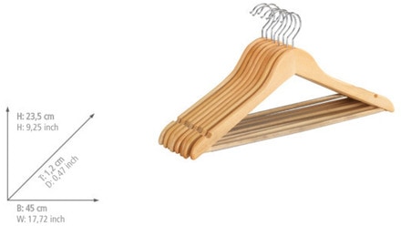 WENKO Kleiderbügel »Eco«, (Set, 8 tlg.), Holz, mit Hosen-Steg und Rockeinkerbungen