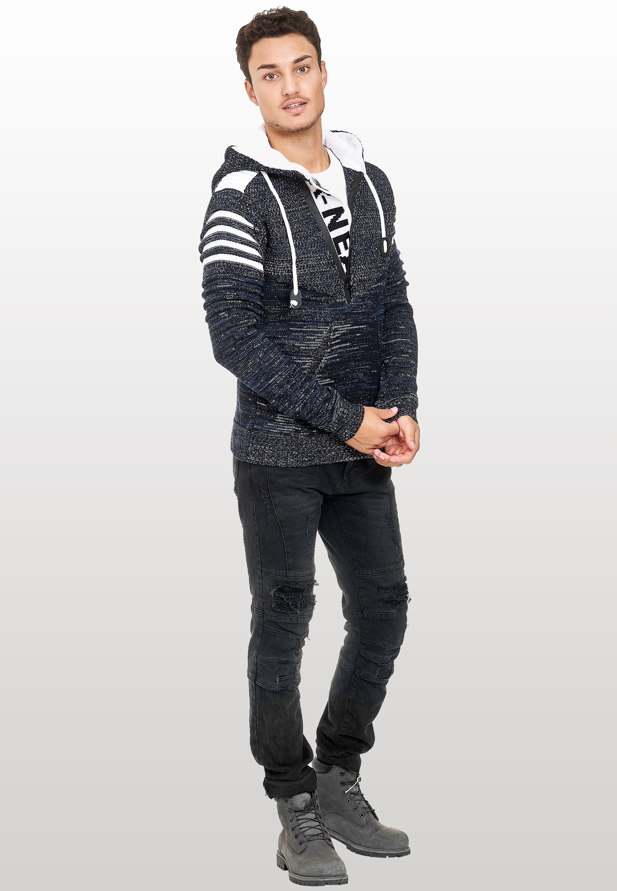 Thumbnail - Rusty Neal Kapuzensweatshirt, in modernem Strickdesign