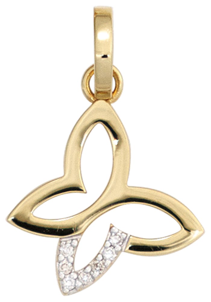 JOBO Schmetterlingsanhänger »Anhänger Schmetterling«, 585 Gold mit 7 Diamanten