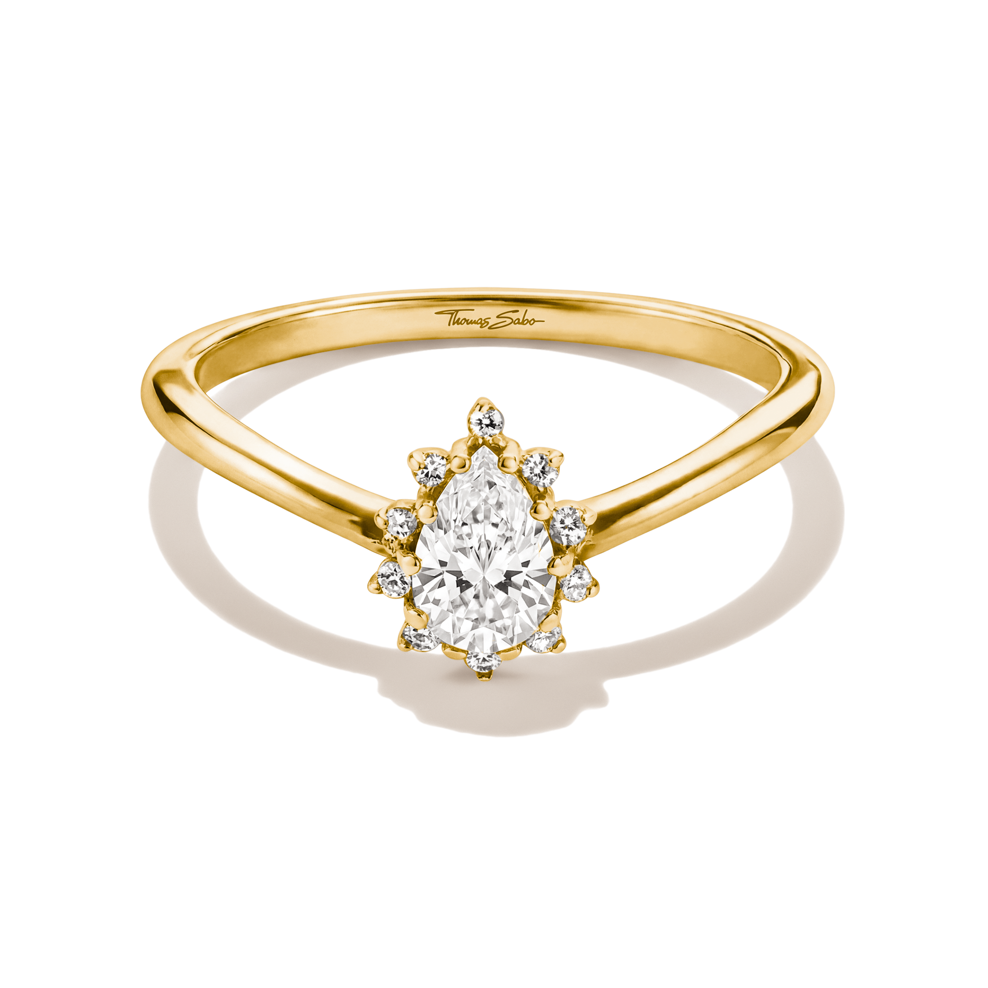 THOMAS SABO Fingerring »Ring mit Zirkoniasteinen gelbgoldfarben« mit Zirkonia (synth.)
