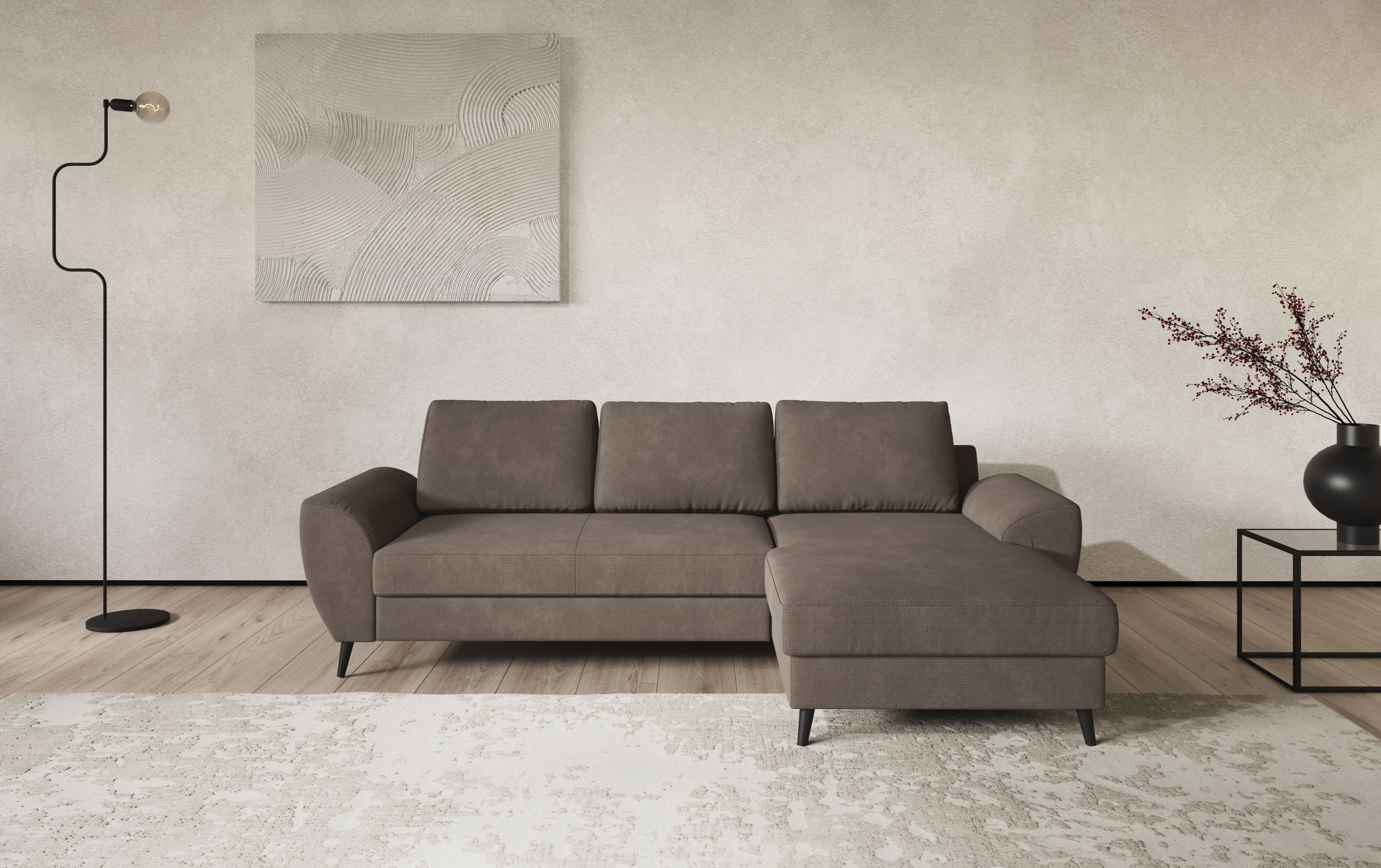 COTTA Ecksofa "Terra L-Form, B: 255cm, Top Sitzkomfort durch Wellenunterfederung und" PUR-Schaum, optional mit Schlaffunktion, Liegefläche: 200x137cm