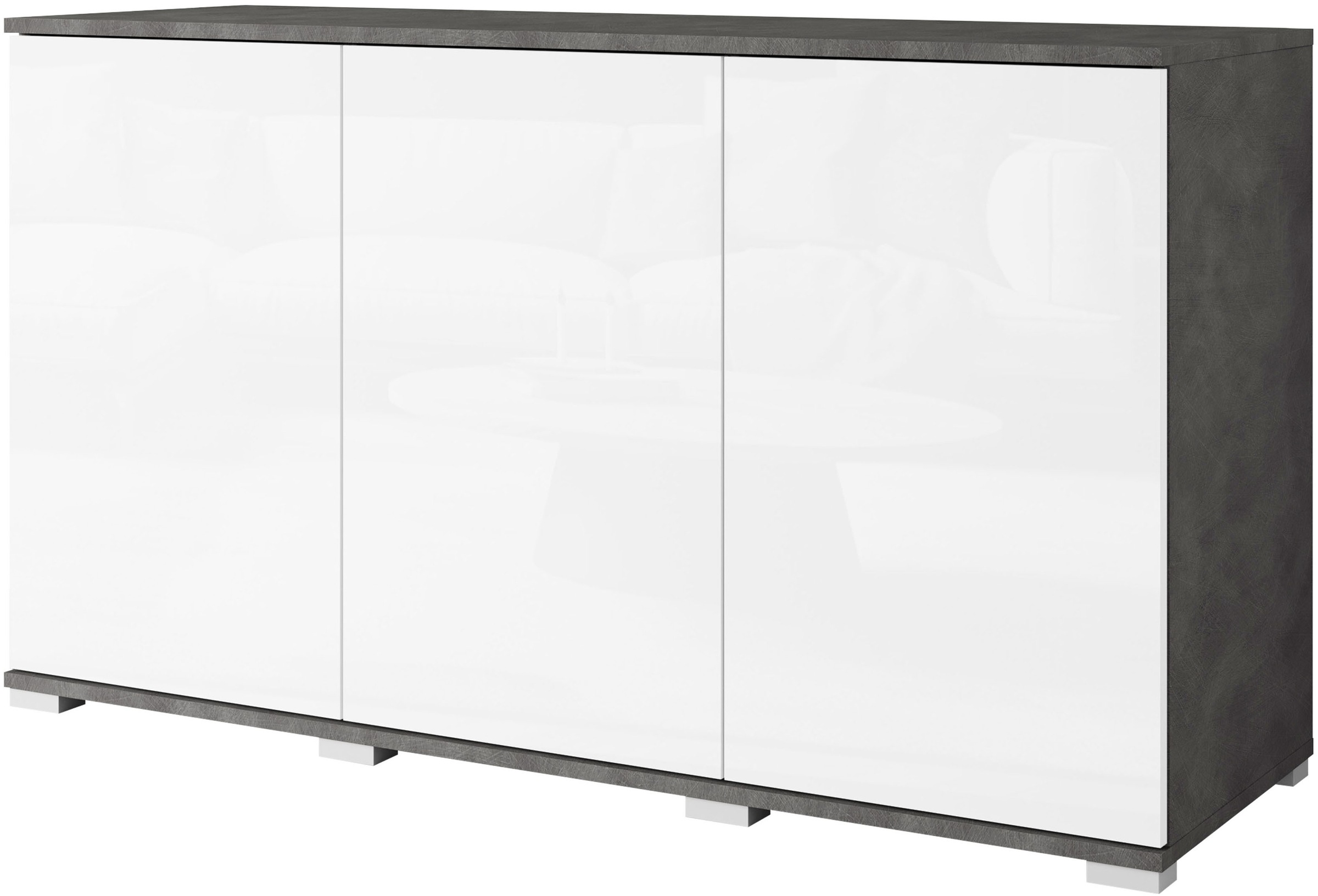 INOSIGN Sideboard »Kenia, moderne grifflose Kommode mit 3 Türen, Breite 120 cm«, (1 St.), Push-to-Open-Fronten, höhenverstellbaren Einlegeböden