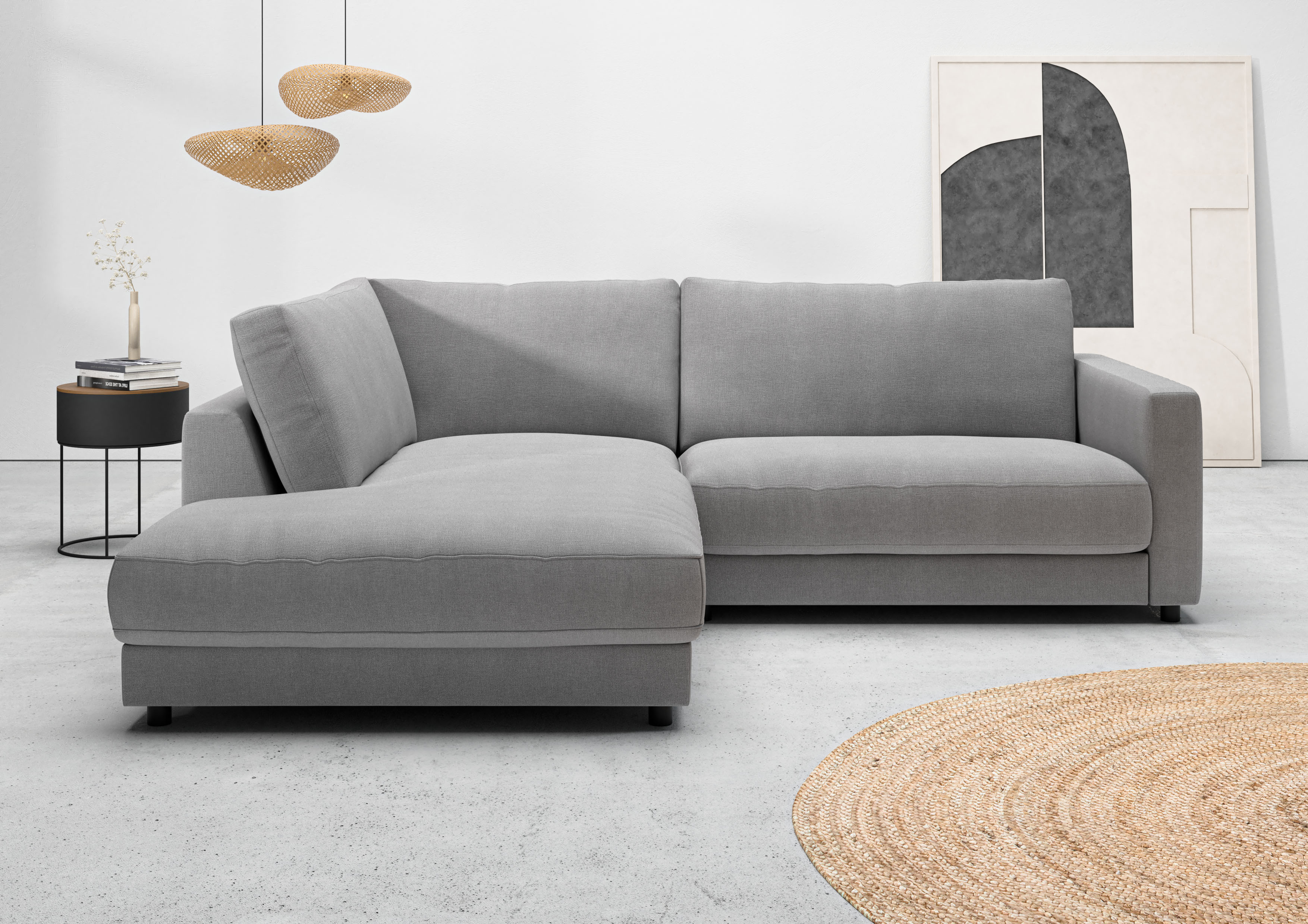 Home affaire Ecksofa "Ecksofa Jiro, L-Form, große Sitztiefe, Breite 252 cm" lose Sitz- & Rückenkissen, weicher Polsteraufbau, komfortabel & modern