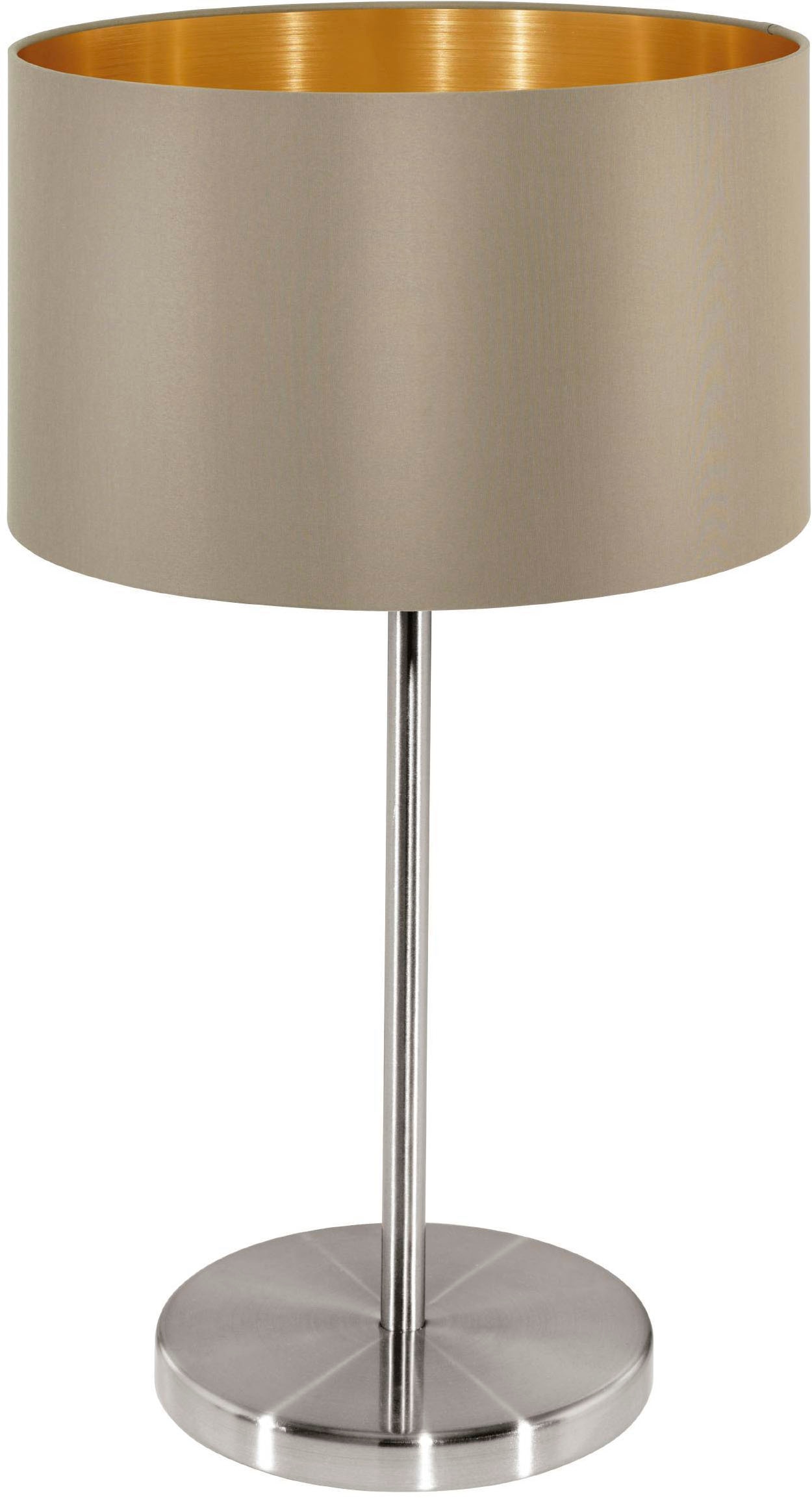 EGLO Tischleuchte »Maserlo Tischlampe, Nachttischlampe, silber und gold,  E27, Lampe« E27 1 Stk. Textil Tischleuchte, Nachttischlampe E27, inkl. Schalter
