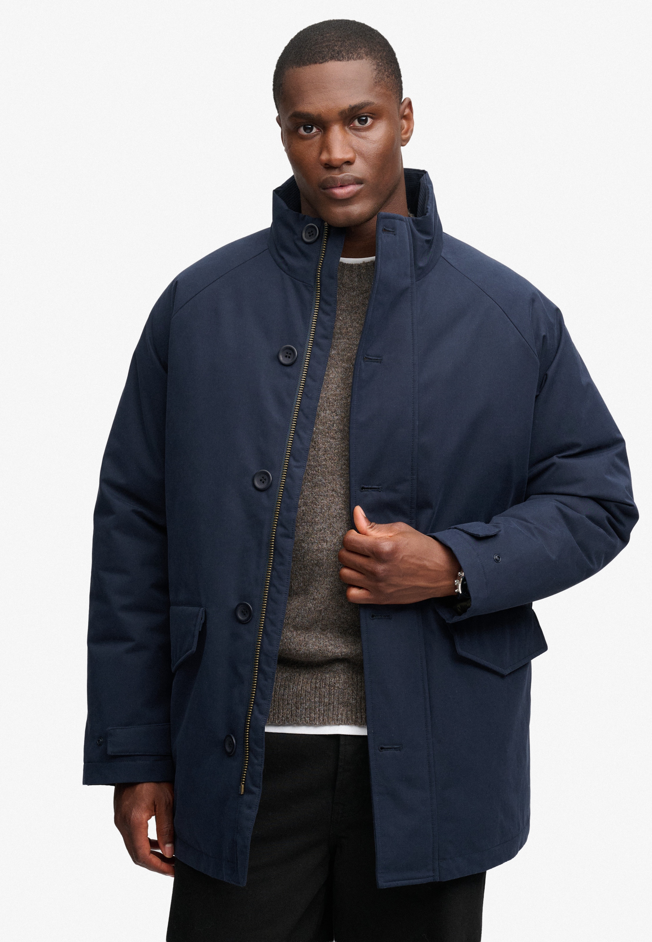 Superdry Parka »PREMIUM PADDED CAR COAT« Materialmix, regular fit