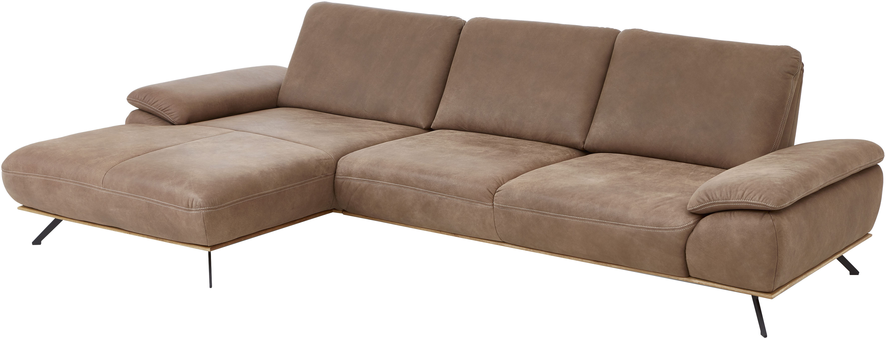 Thumbnail - Die PlanBar Ecksofa "PN-EM18063 L-Form", wahlweise mit echt bezogenem Rücken und Sitztiefenverstellung