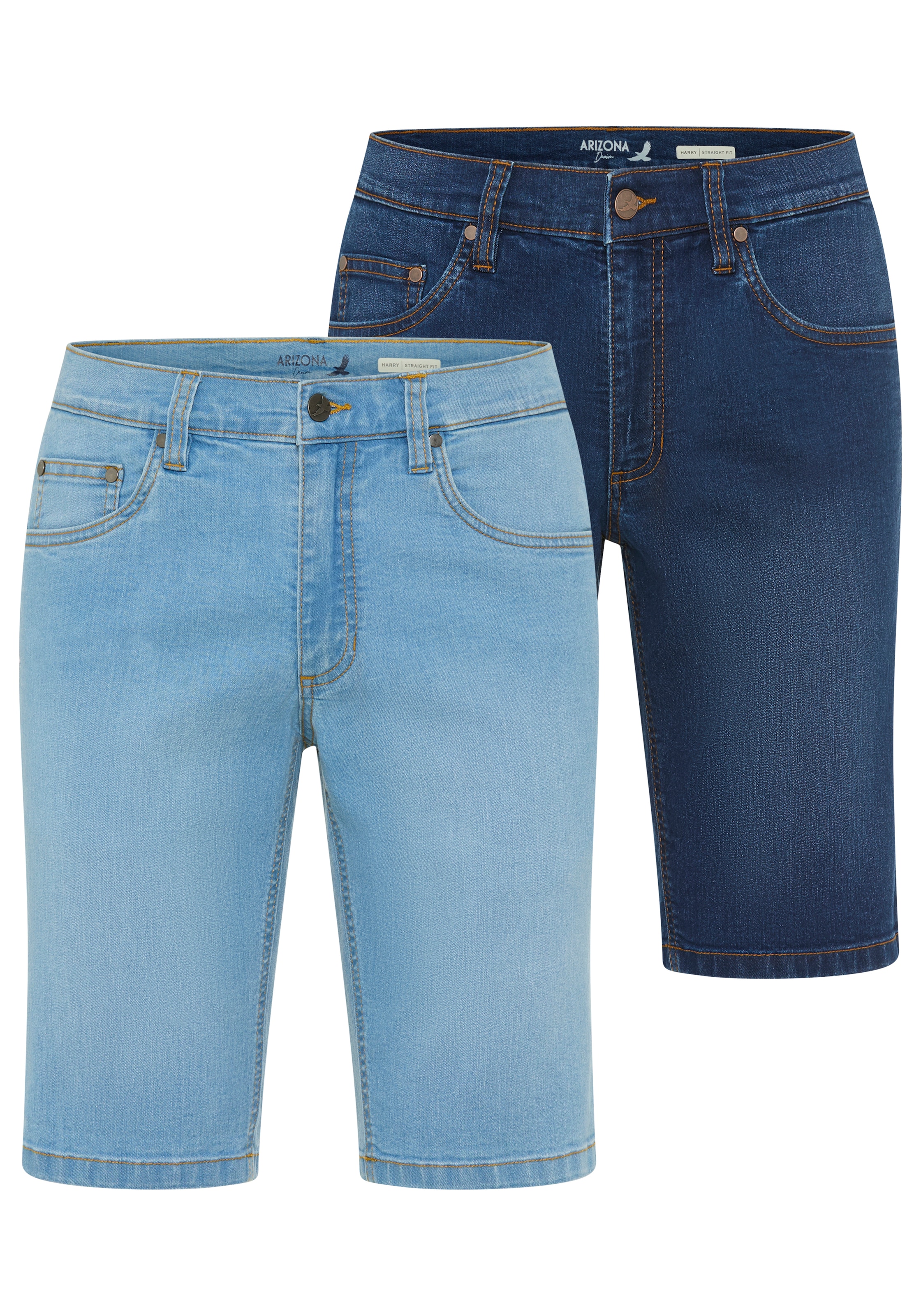 Arizona Jeansshorts "Doppelpack Denimshorts" 2er-Pack, Regular-Fit, gerade geschnittenes Bein