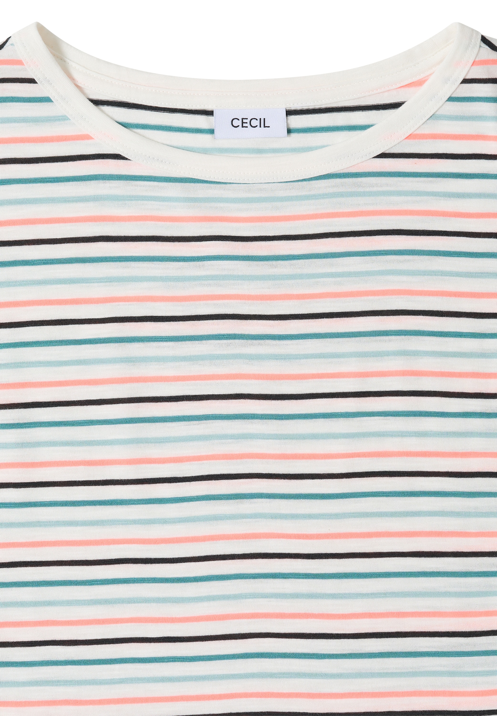 Cecil Kurzarmshirt Sommershirt mit Turn-Up-Detail/Streifen-Optik