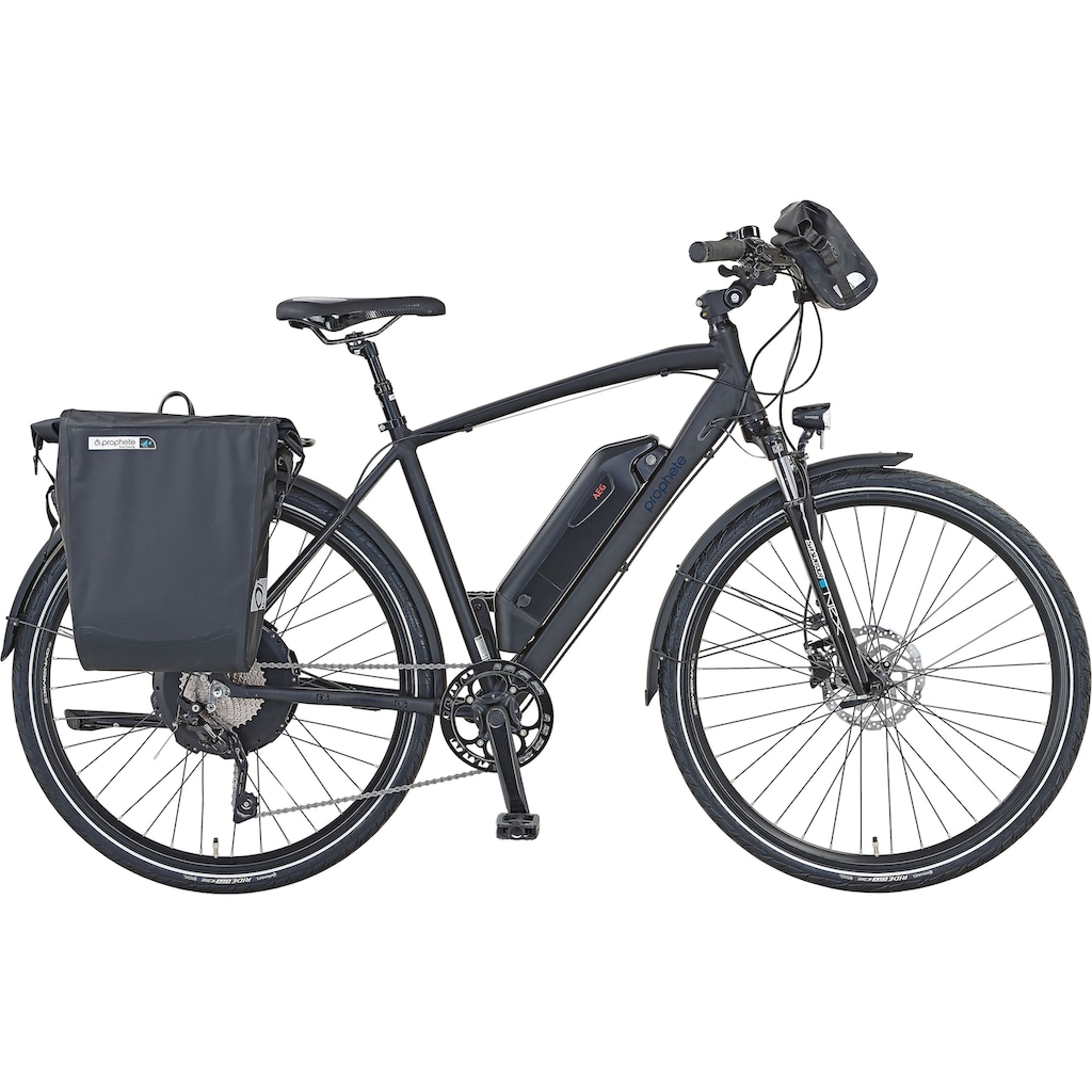 Prophete E-Bike »Prophete Entdecker e2000 Herren«, 10 Gang, Shimano, Deore RD-T6000, Heckmotor 250 W, (mit Gepäckträgertasche-mit Lenkertasche)