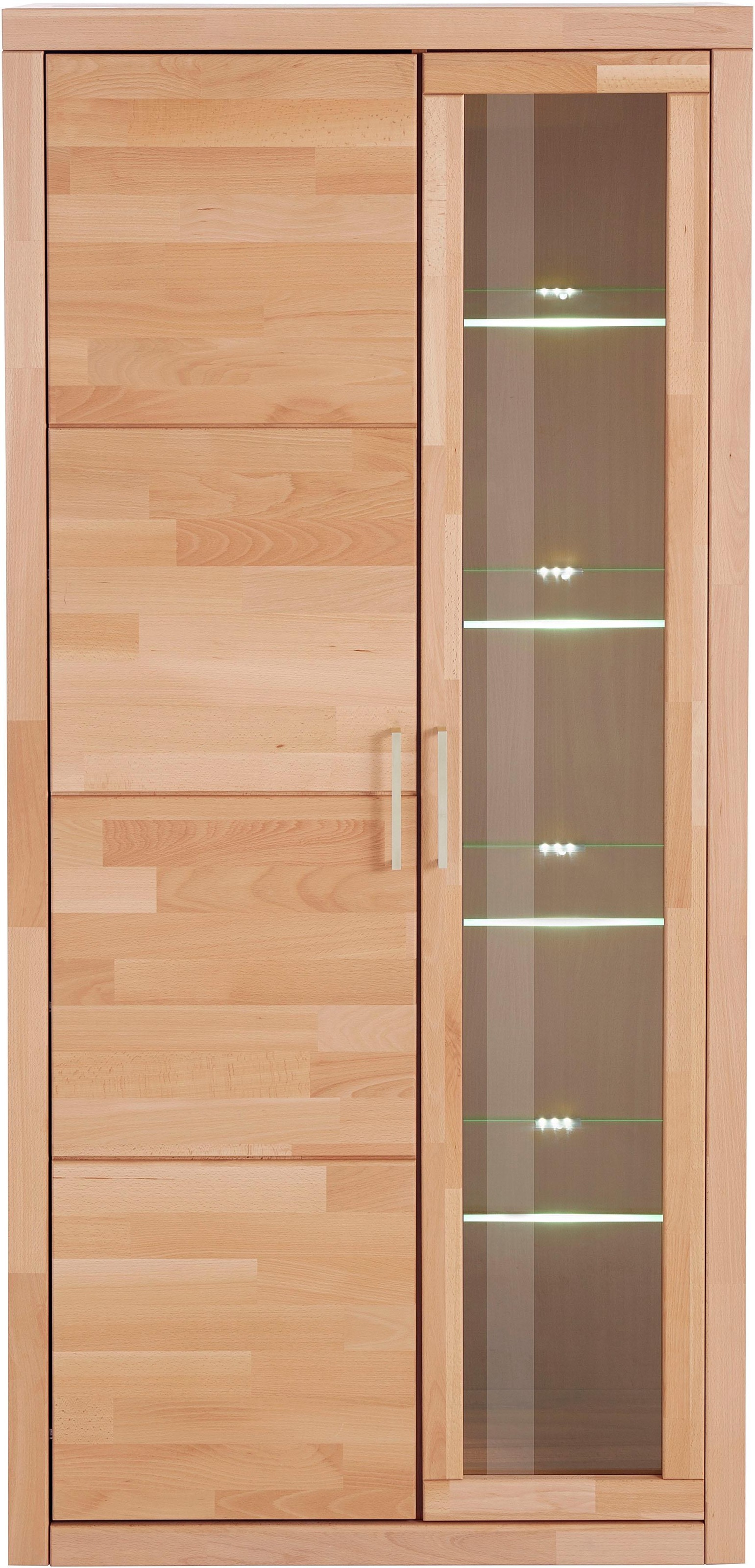 Thumbnail - OTTO home Vitrine "Logo,190cm hoch,42 cm tief,Fronten Massivholz,10Fächer" Korpus aus Holzwerkstoff,Griffe und Scharnier...