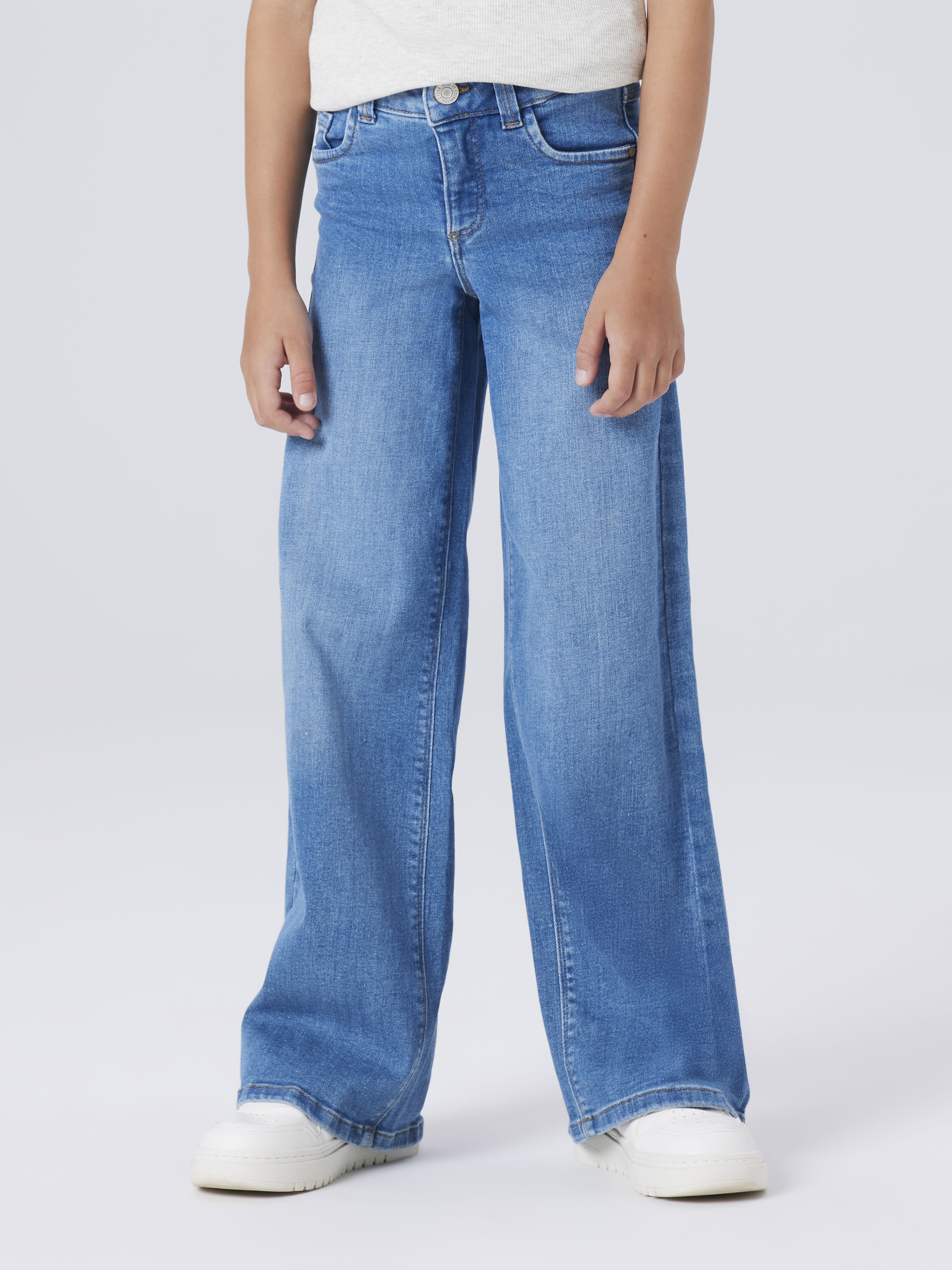 Name It "NKFPOLLY X-WIDE JEANS 3057-FR NOOS" Baumwollmischung, Wide Fit an den Beinen, leichter Used Look