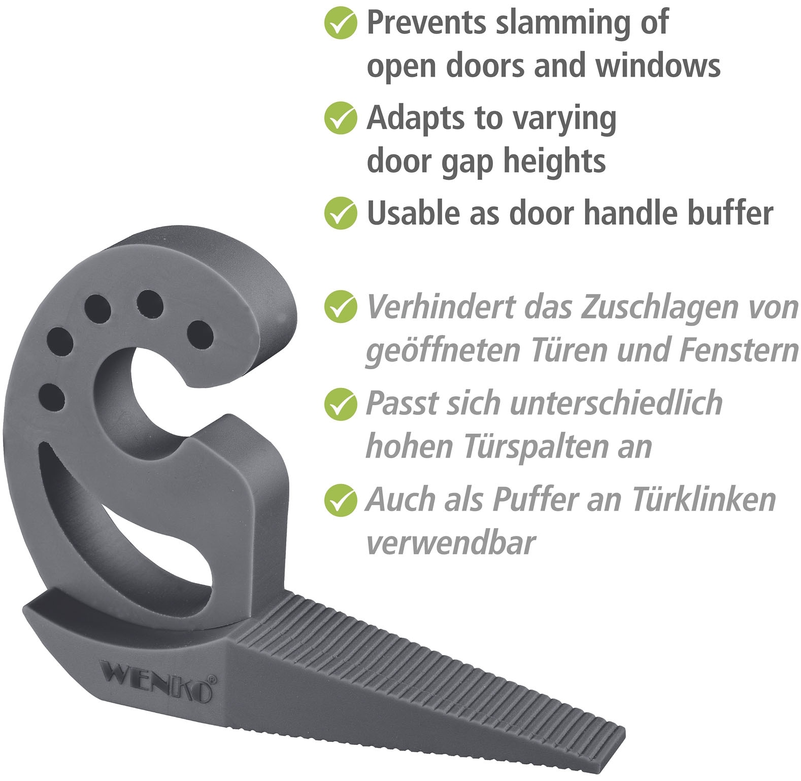 WENKO Fensterstopper »Modell Multi-STOP® Anthrazit«, (Set, 4 St.), Klemmschutz, Türstopper aus Kunststoff