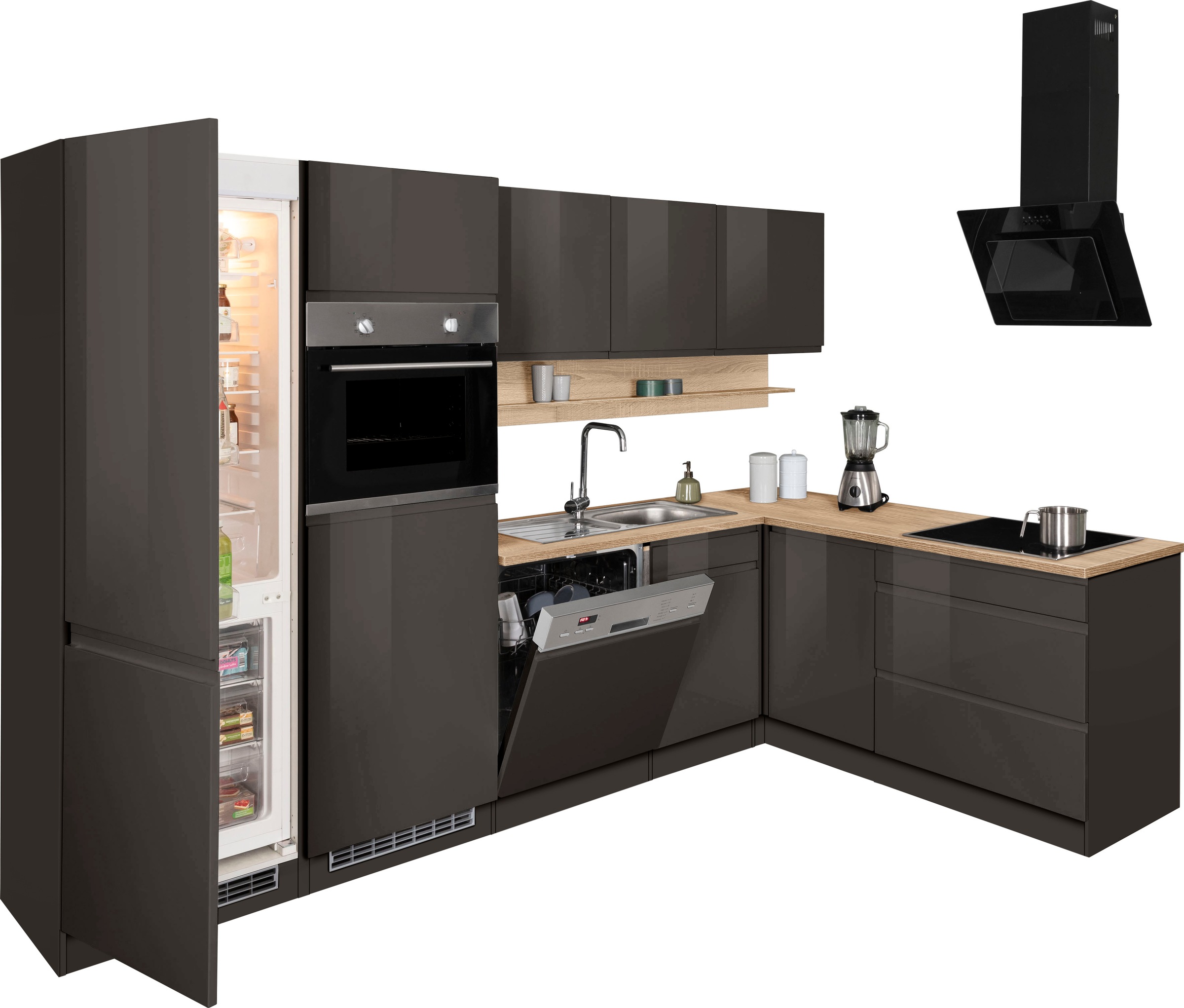 KOCHSTATION Winkelküche »KS-Virginia«, Stellbreite 290/190 cm cm, wahlweise mit Induktion