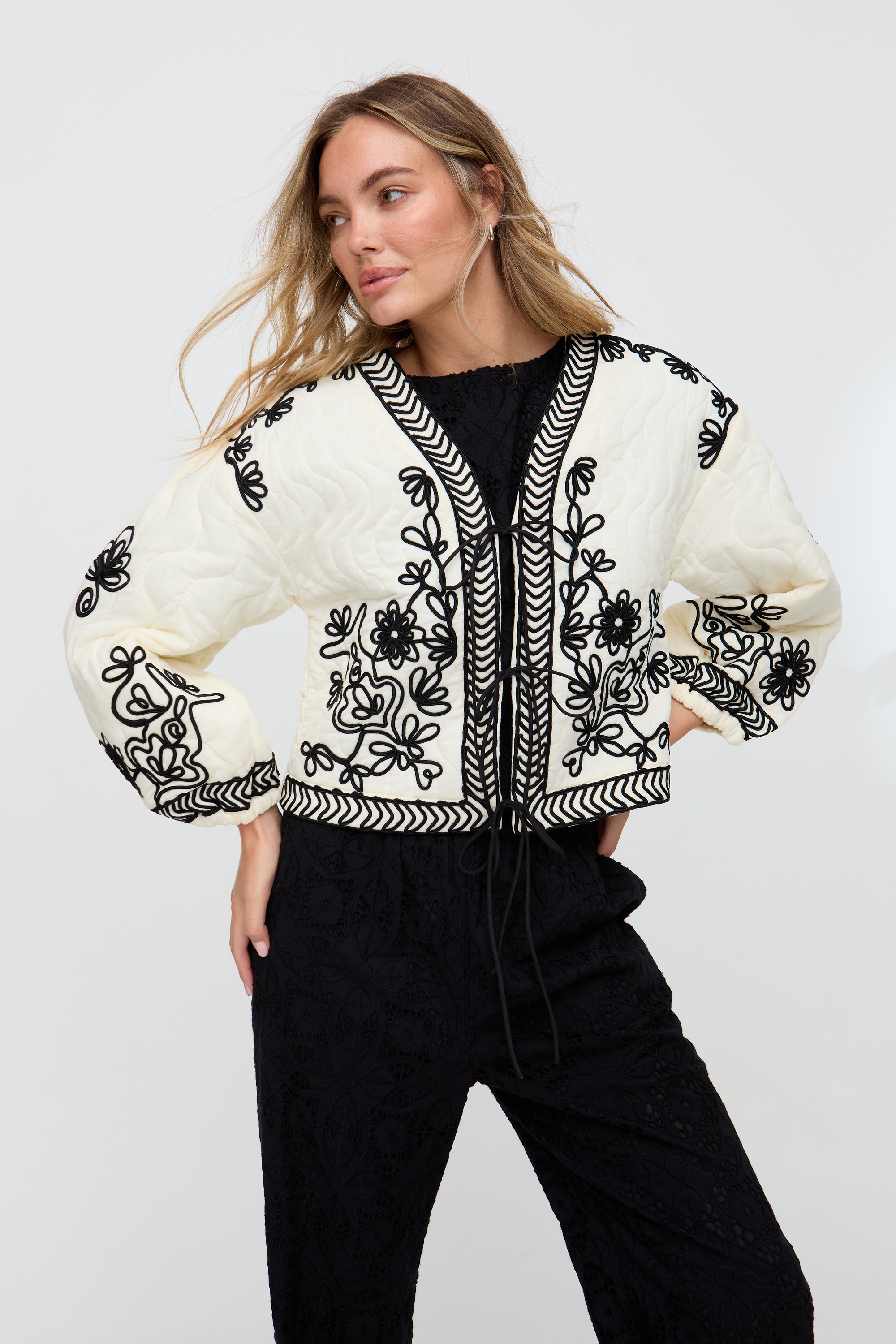 RAFFYA Bolerojacke »Felicity Palm Print Reversible Jacket Damen« ohne Kapuze