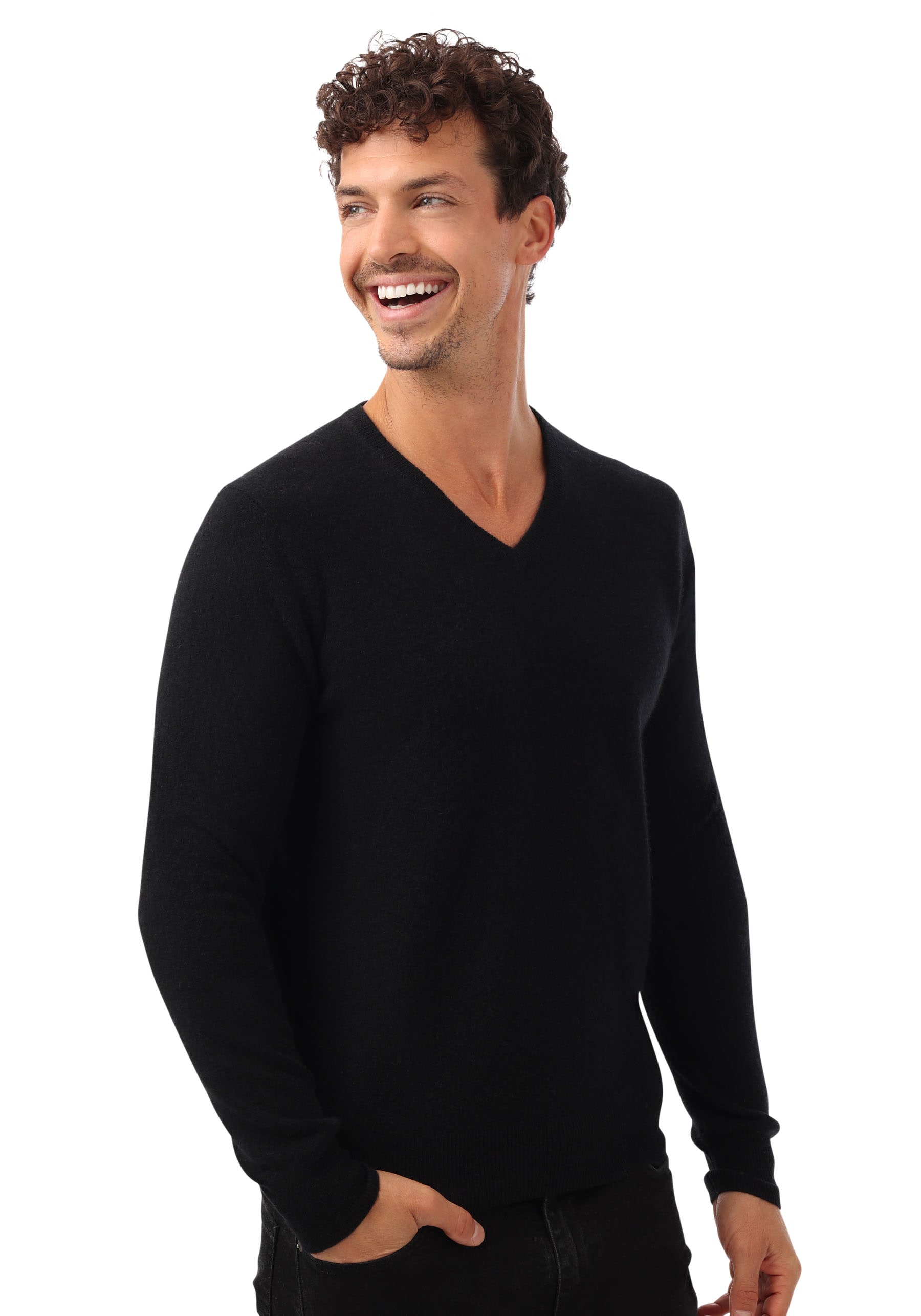 Zwillingsherz Kaschmirpullover, mit V-Ausschnitt und elegantem Fit