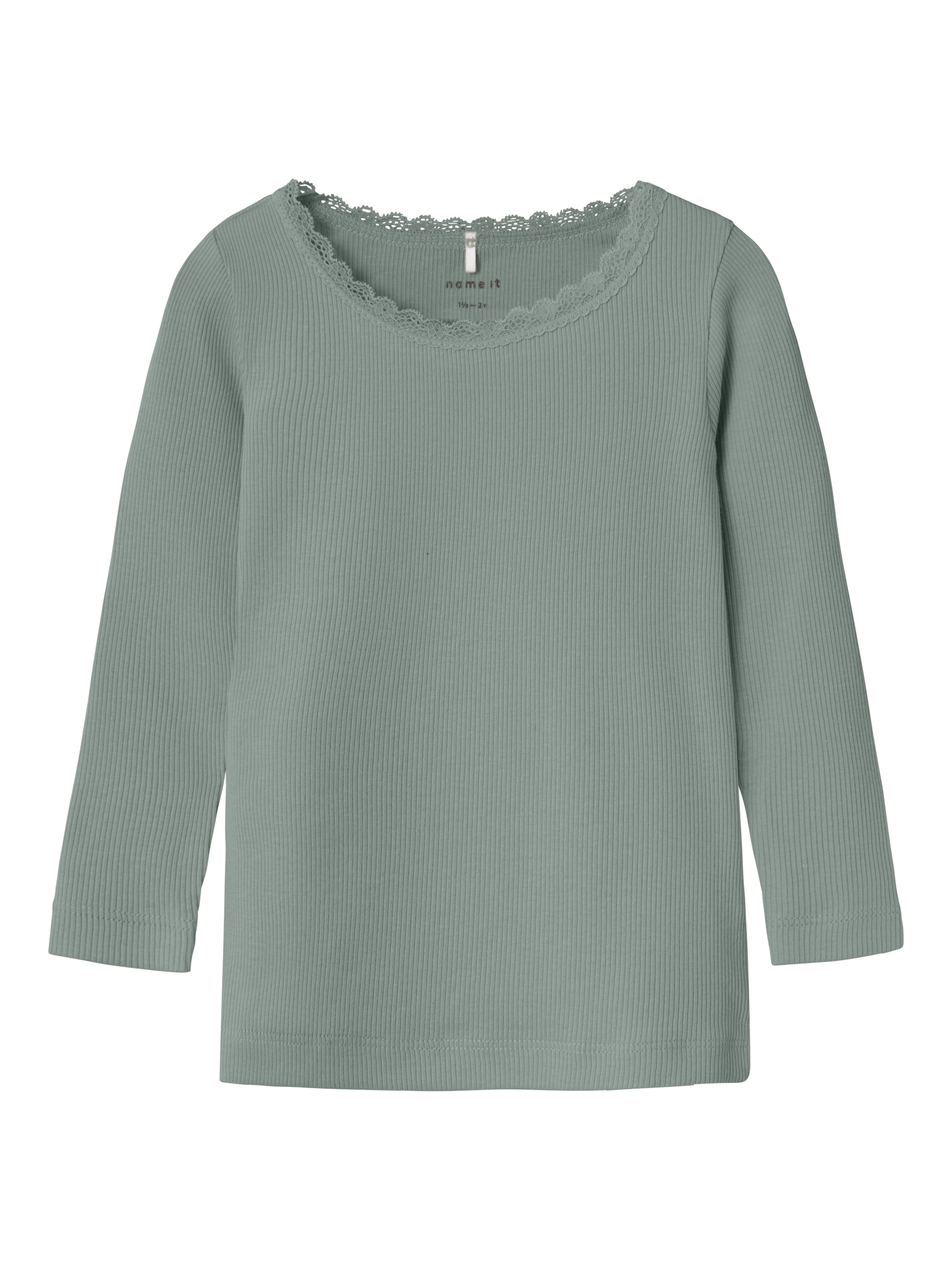 Name It Langarmshirt »NMFKAB LS TOP NOOS«, in Feinripp und mit süßer Spitzenkante am Ausschnitt