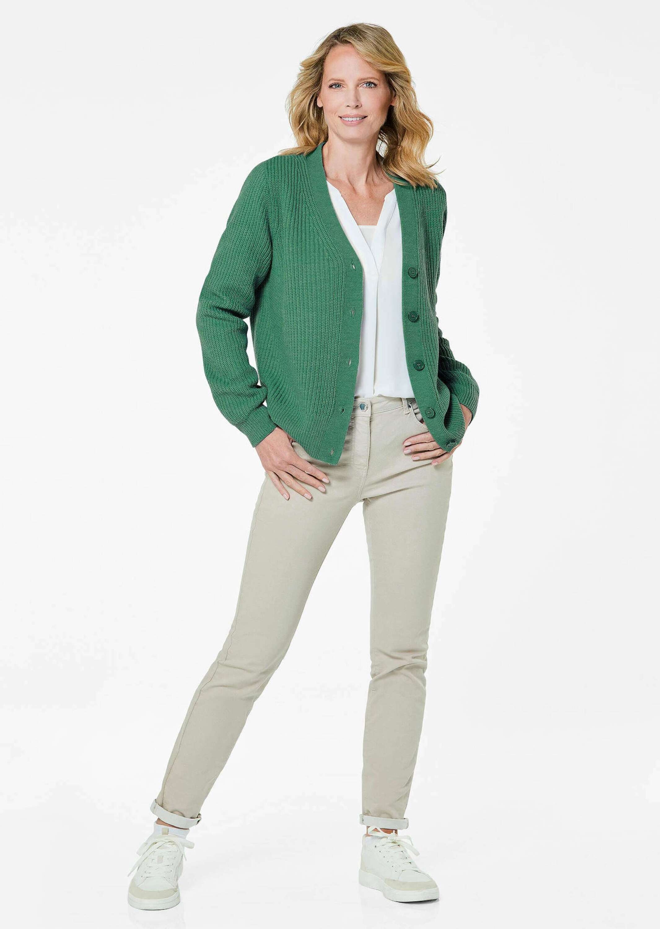 GOLDNER Strickjacke "Kurzgröße Pflegeleichte Strickjacke in hochwertiger Ri günstig online kaufen