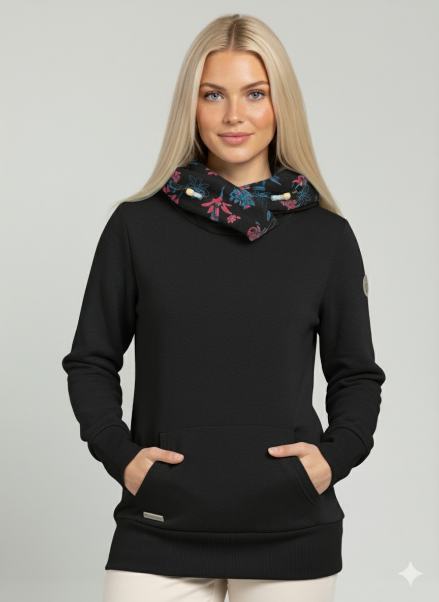 Ragwear Sweatshirt "ANGELLIKA FLOWERS O" mit asymmetrischem Schalkragen günstig online kaufen