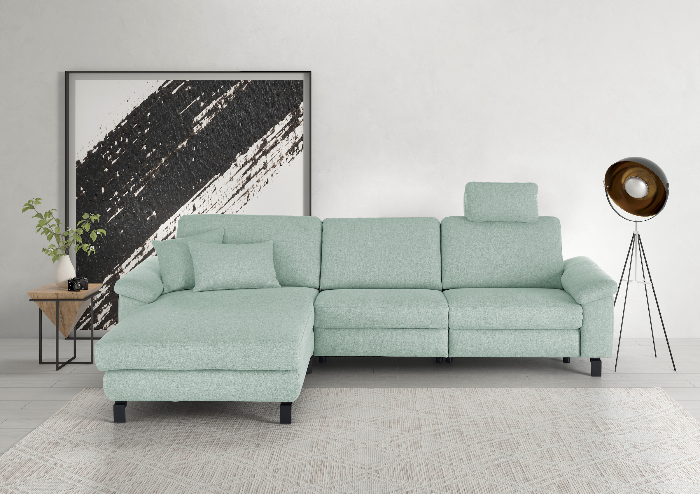 3C Candy Ecksofa »Mainau L-Form«, Relaxfunktion im 1,5-Sitzer, motorische Schlaffunktion in Longchair