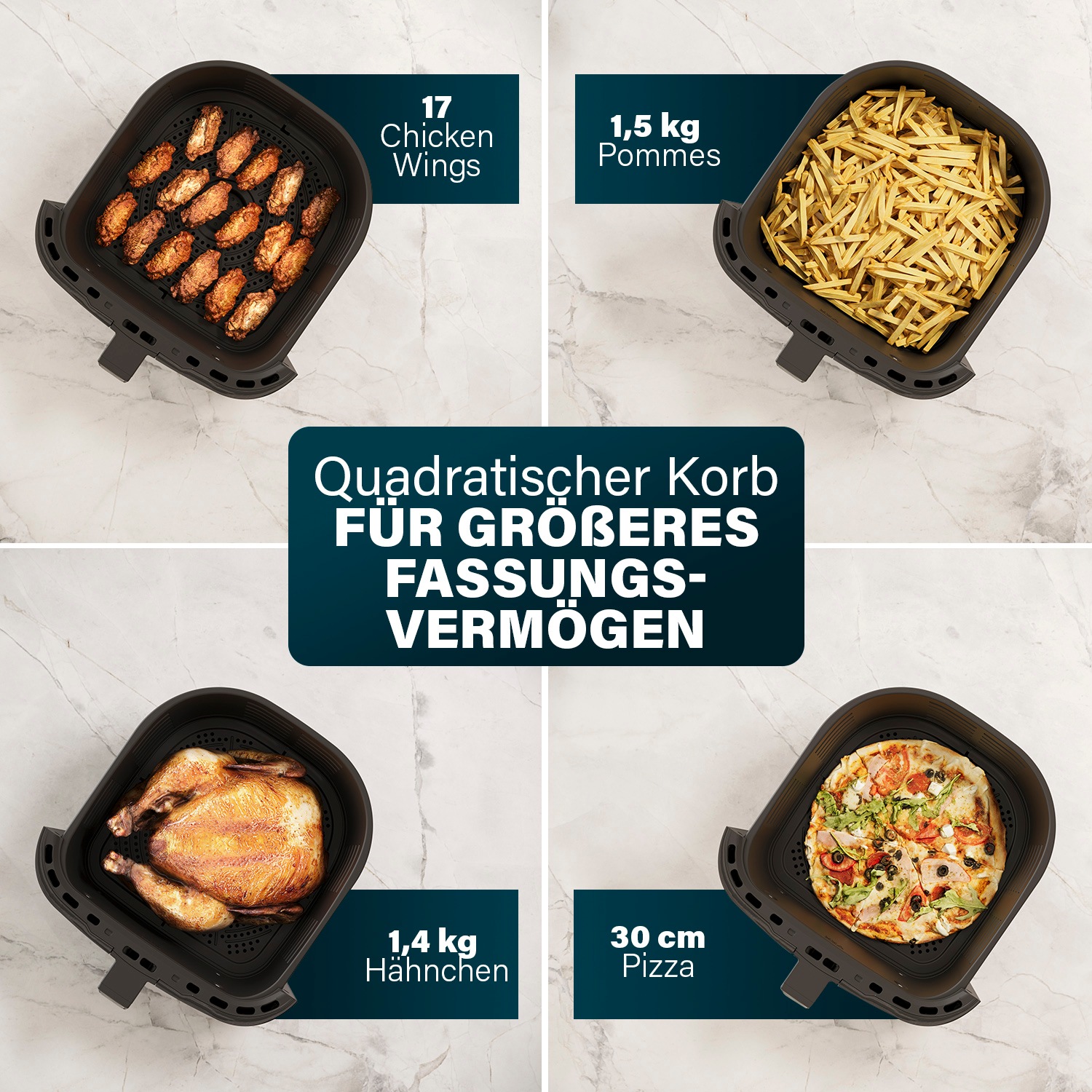 PRINCESS Heißluftfritteuse »182061«, 1800 W, Fassungsvermögen 6,5 l, mit herausnehmbarer Trennwand