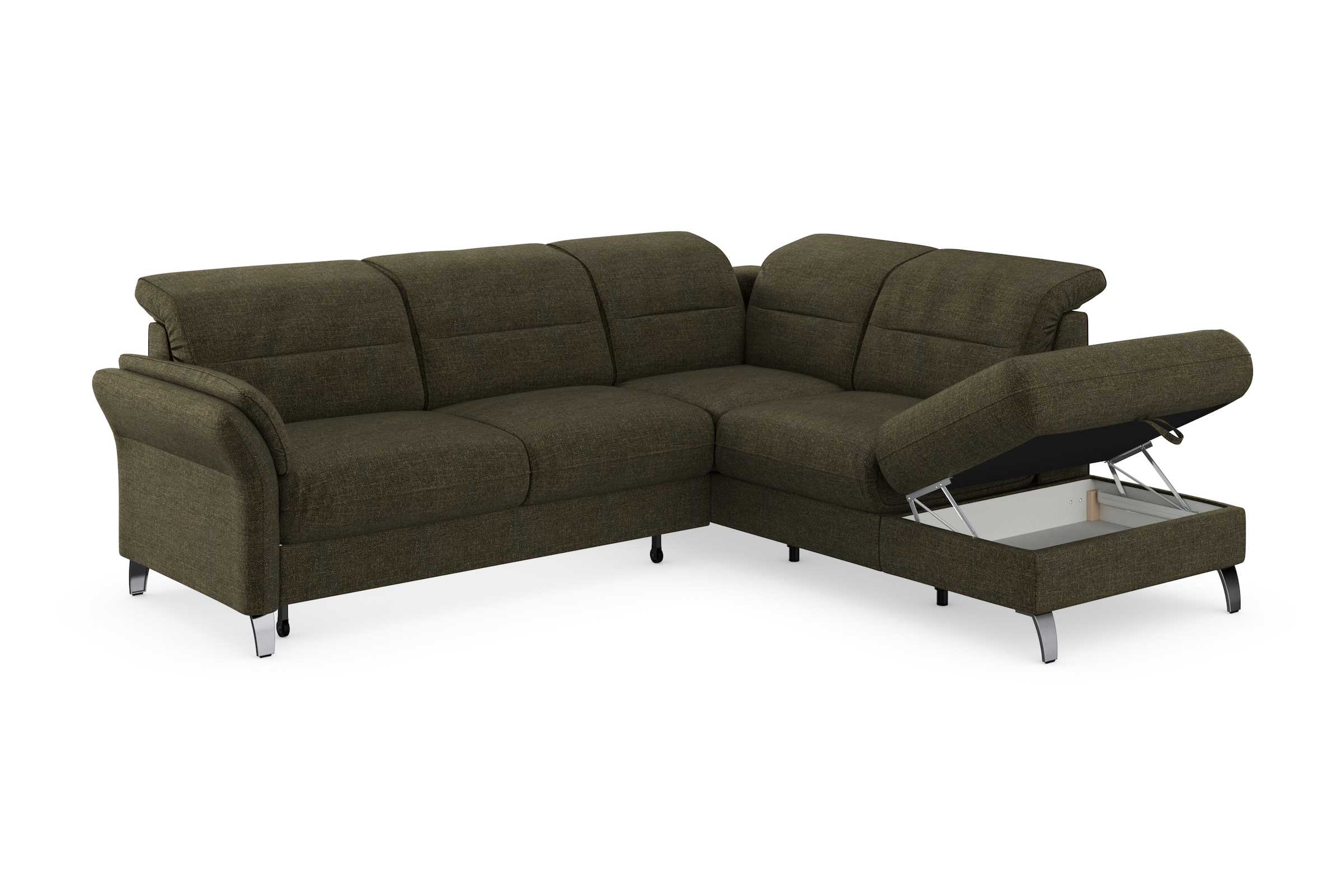sit&more Ecksofa »Grenoble L-Form mit Federkern«, wahlweise mit Bettfunktion, Bettkasten, Arm- und Kopfteilverstellung