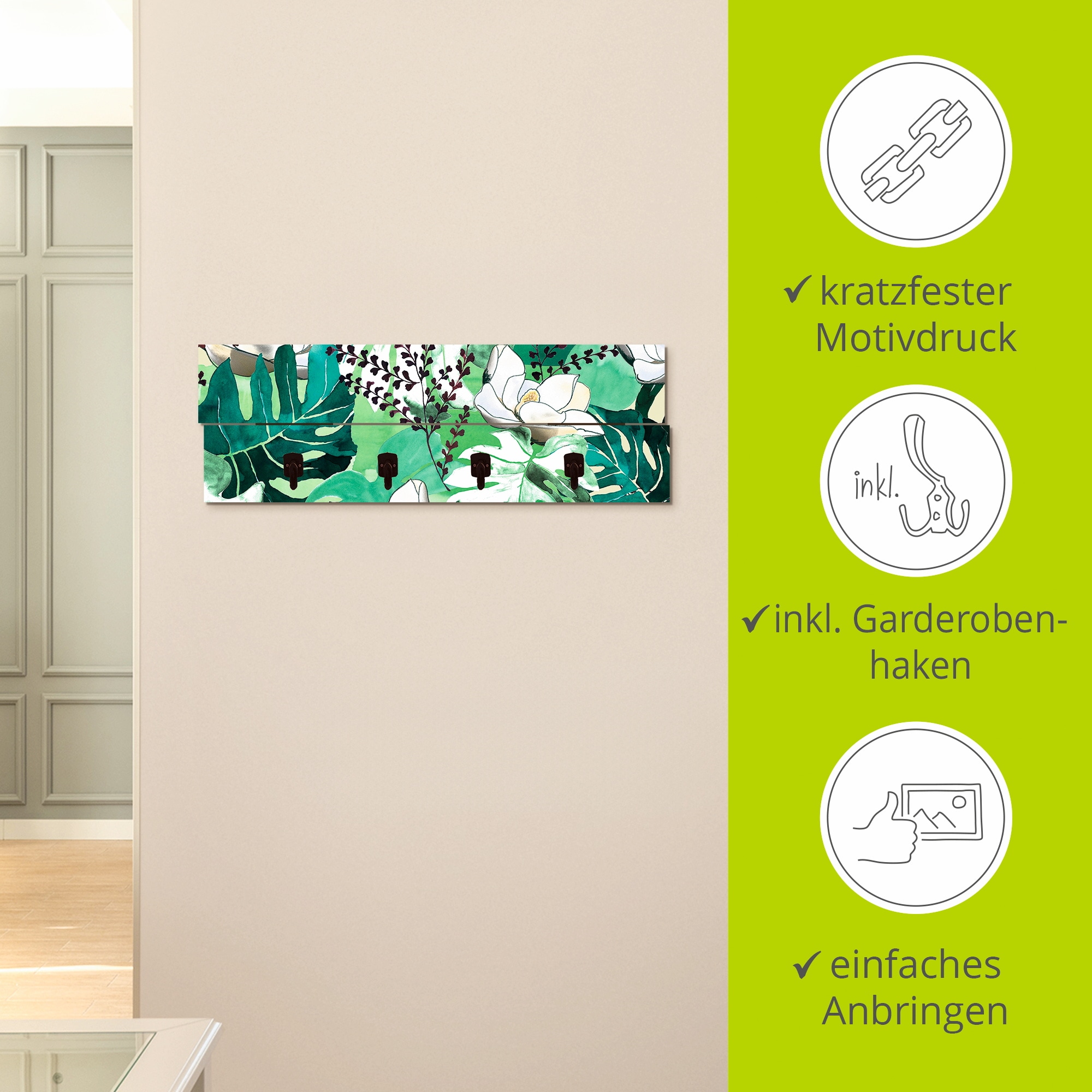 Artland Garderobenleiste »Dschungelblätter«, teilmontiert