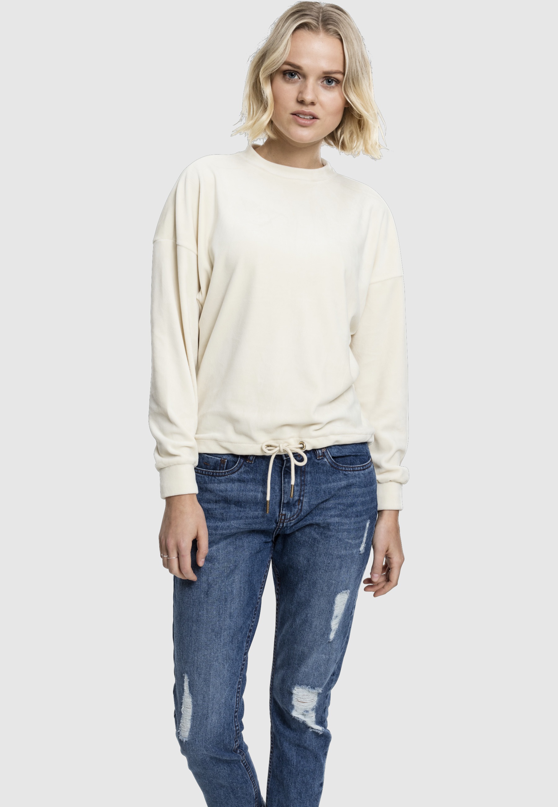 URBAN CLASSICS Sweatshirt »Urban Classics Damen Ladies Oversized Velvet Crew«, 1 Stk.
