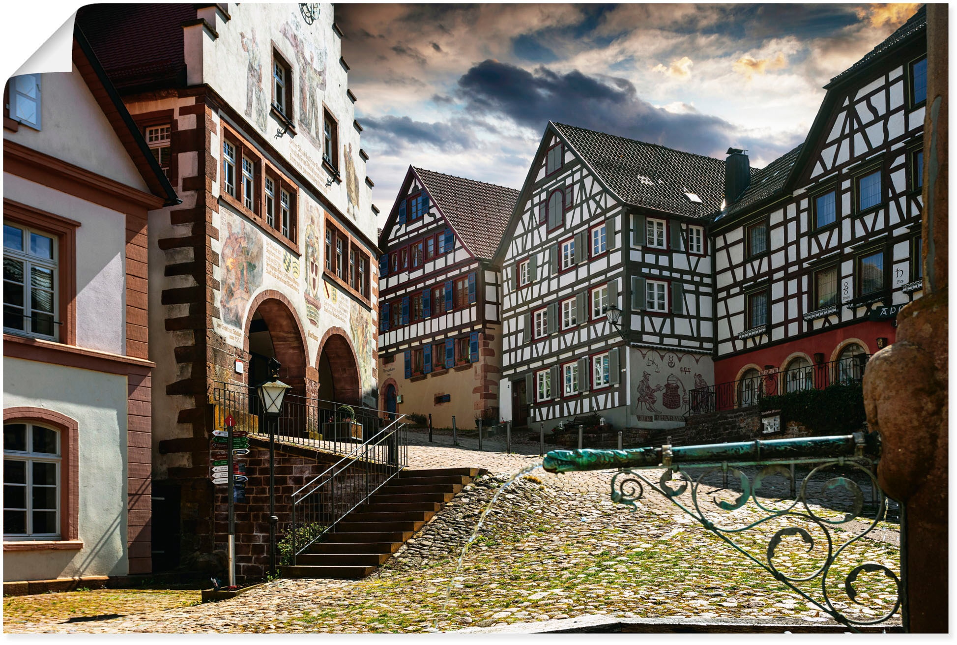 Wandbild St.), Größen »alter | versch. (1 oder Alubild, Artland Schiltach Schwarzwald«, Gebäude, als in kaufen Marktplatz BAUR Leinwandbild, Wandaufkleber Poster