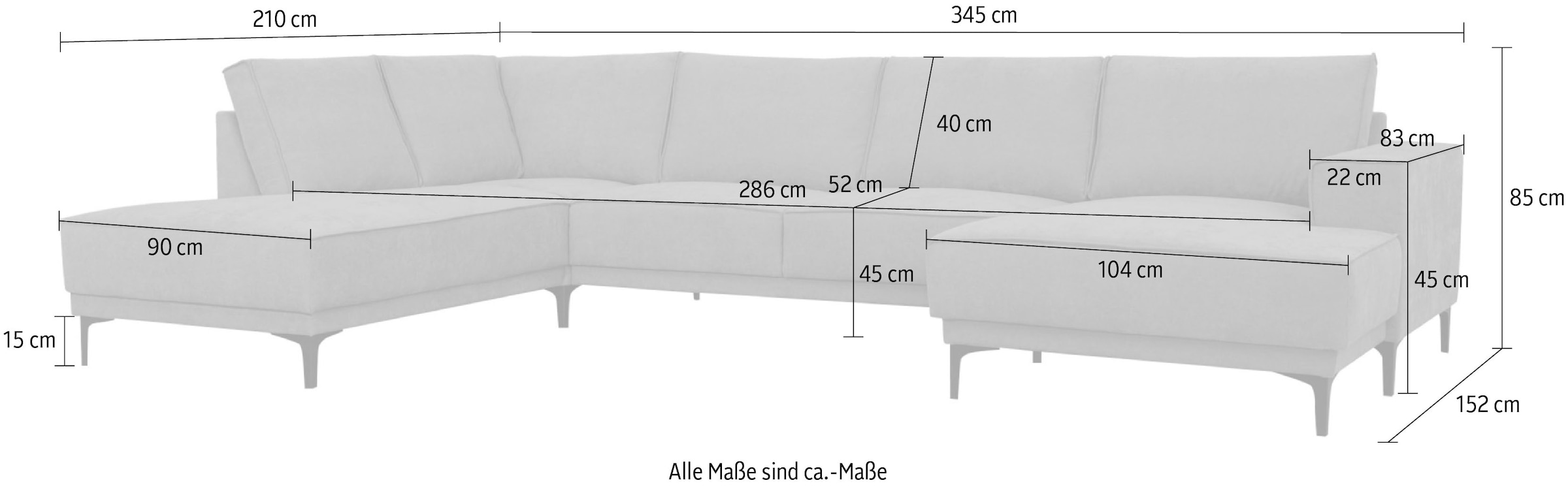 Places of Style Wohnlandschaft »Oland«, XXL, im zeitlosem Design und hochwertiger Verabeitung
