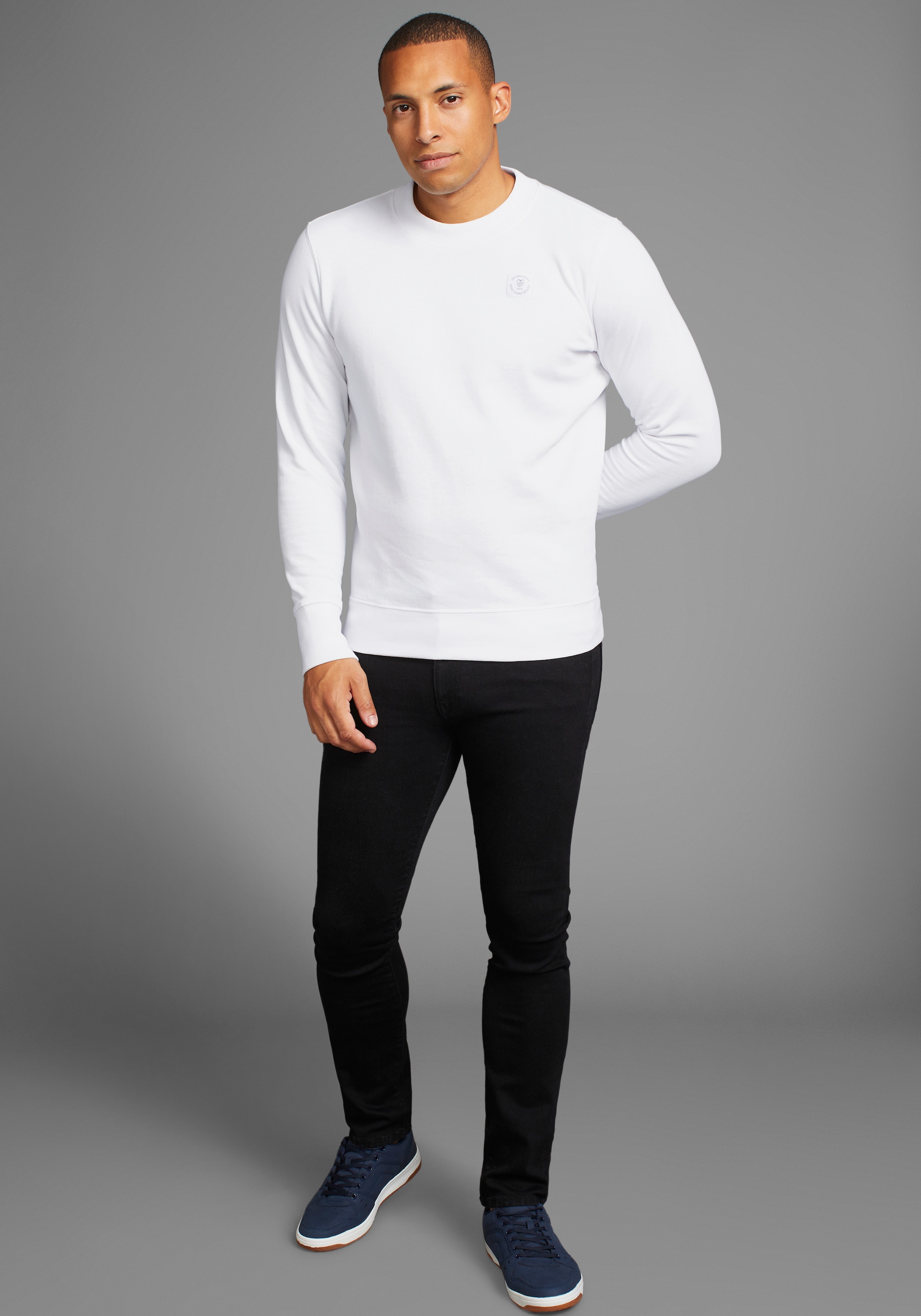 DELMAO Sweatshirt, Langarm, Regular Fit, unifarben, Basic-Stil