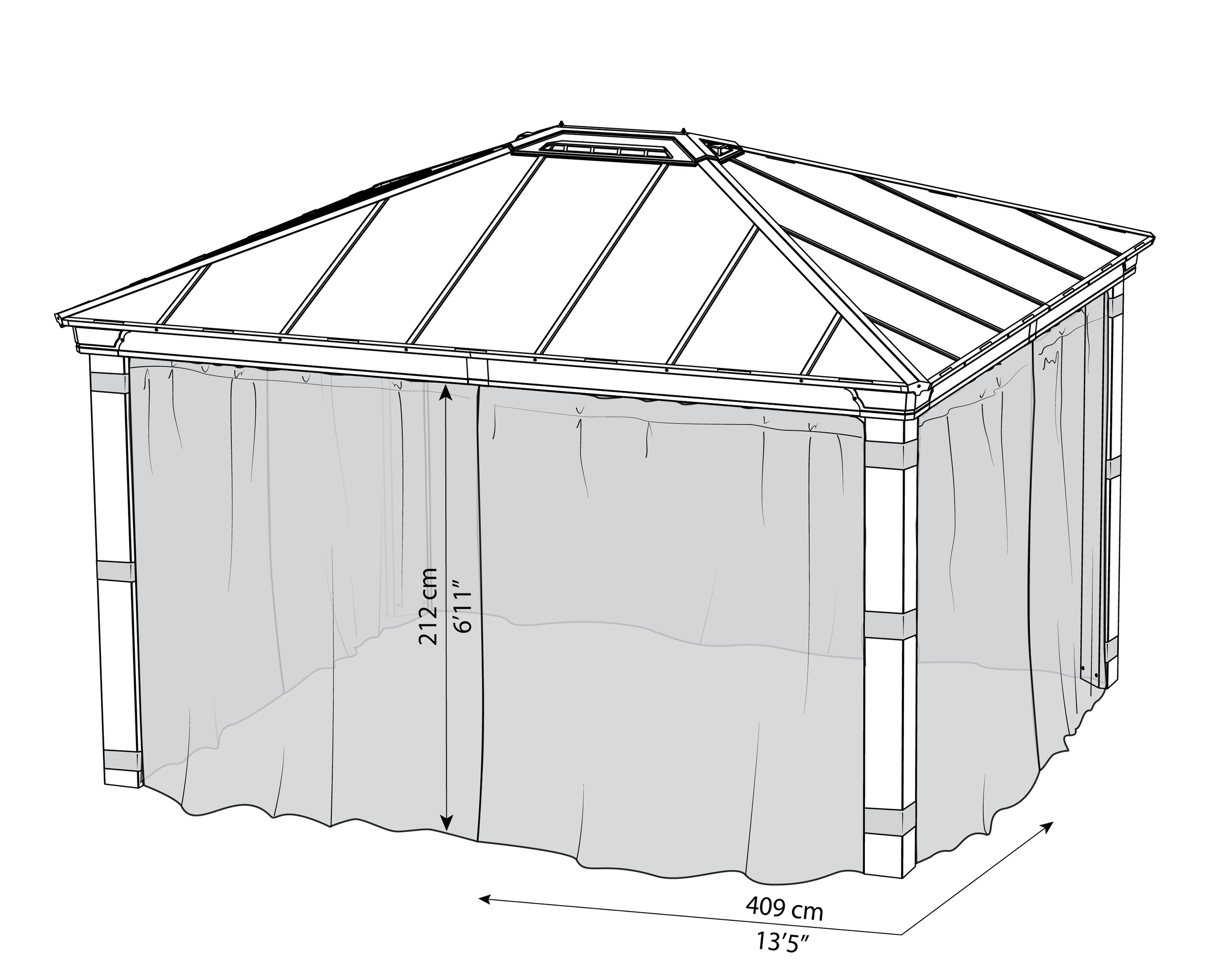 Palram - Canopia Pavillonseitenteil »Dallas Garden Gazebo Netting Set«, mit Reißverschluß und Clips