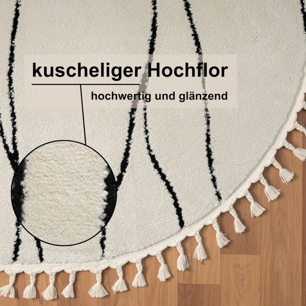 Myflair Möbel & Accessoires Hochflor-Teppich »Moroccan Handwrite«, rund