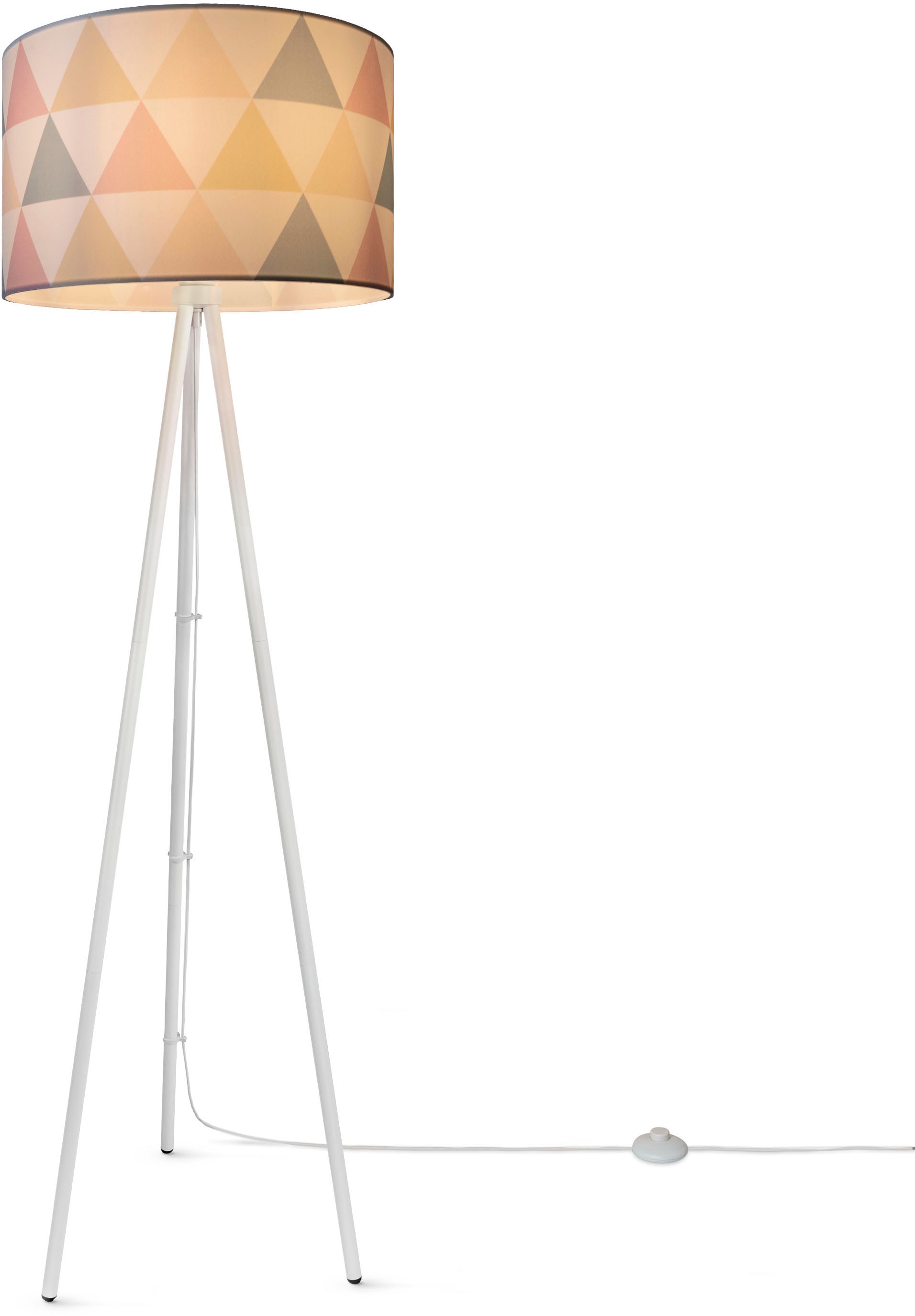 Paco Home Stehlampe »Trina Delta«, Leuchtmittel E27 | ohne Leuchtmittel, Stehlampe Leselampe Stofflampenschirm Dreieck Rund E27 Textil Bunt