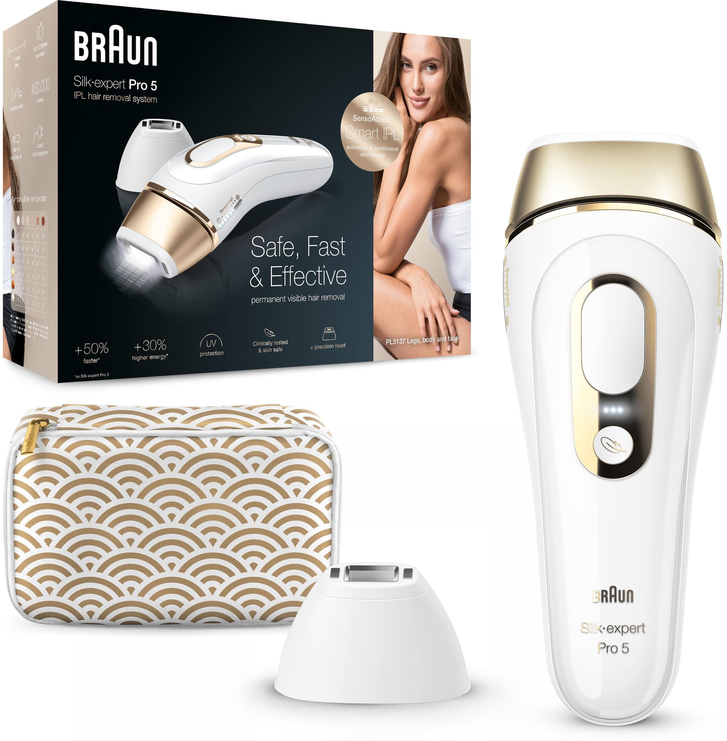 Braun IPL-Haarentferner »Silk·Expert Pro 5 PL5137«, 400.000 Lichtimpulse, für dauerhaft sichtbare Haarentfernung, für Körper und Gesicht