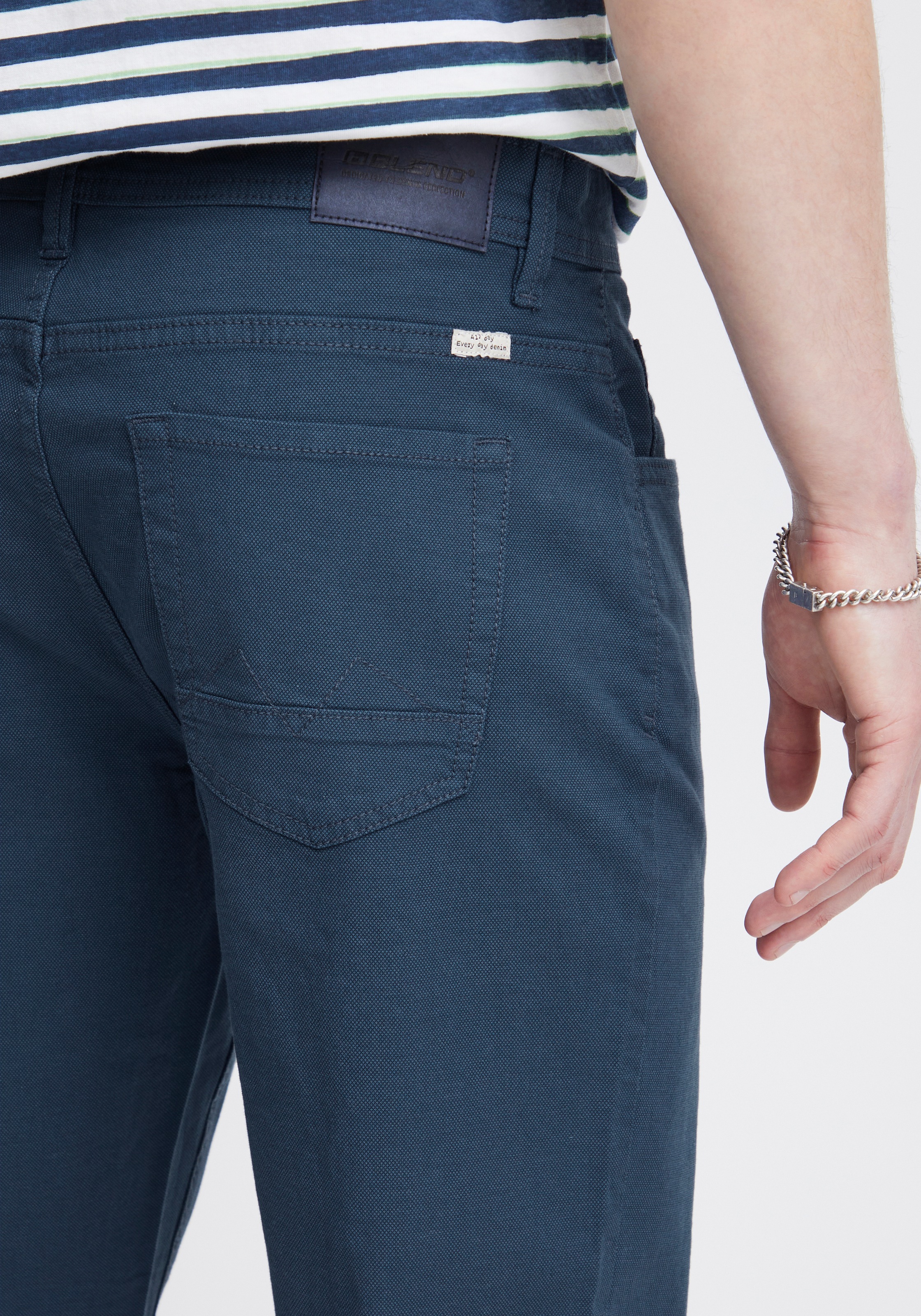 Stoffhose BLEND "BHEdford pants", Herren, Gr. 33, Länge 32, blau (ensign blau), Web, Obermaterial: 98% Baumwolle, 2% Elasthan, unifarben, regular fit knöchellang, Hosen Stoffhose 9