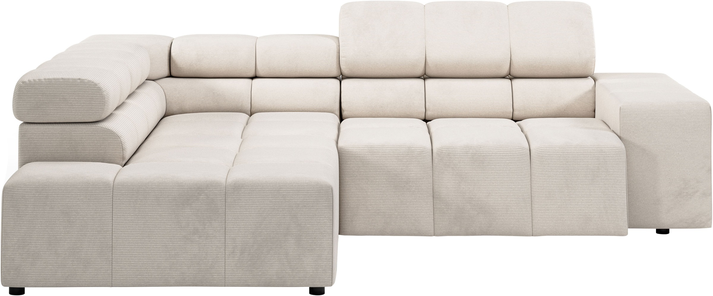 INOSIGN Ecksofa »Ancona, incl. Kopfteilverstellung + 3 Zierkissen, L-Form, bequem«, wahlweise motorische Sitztiefenverstellung, B/T(H: 249/215/70 cm