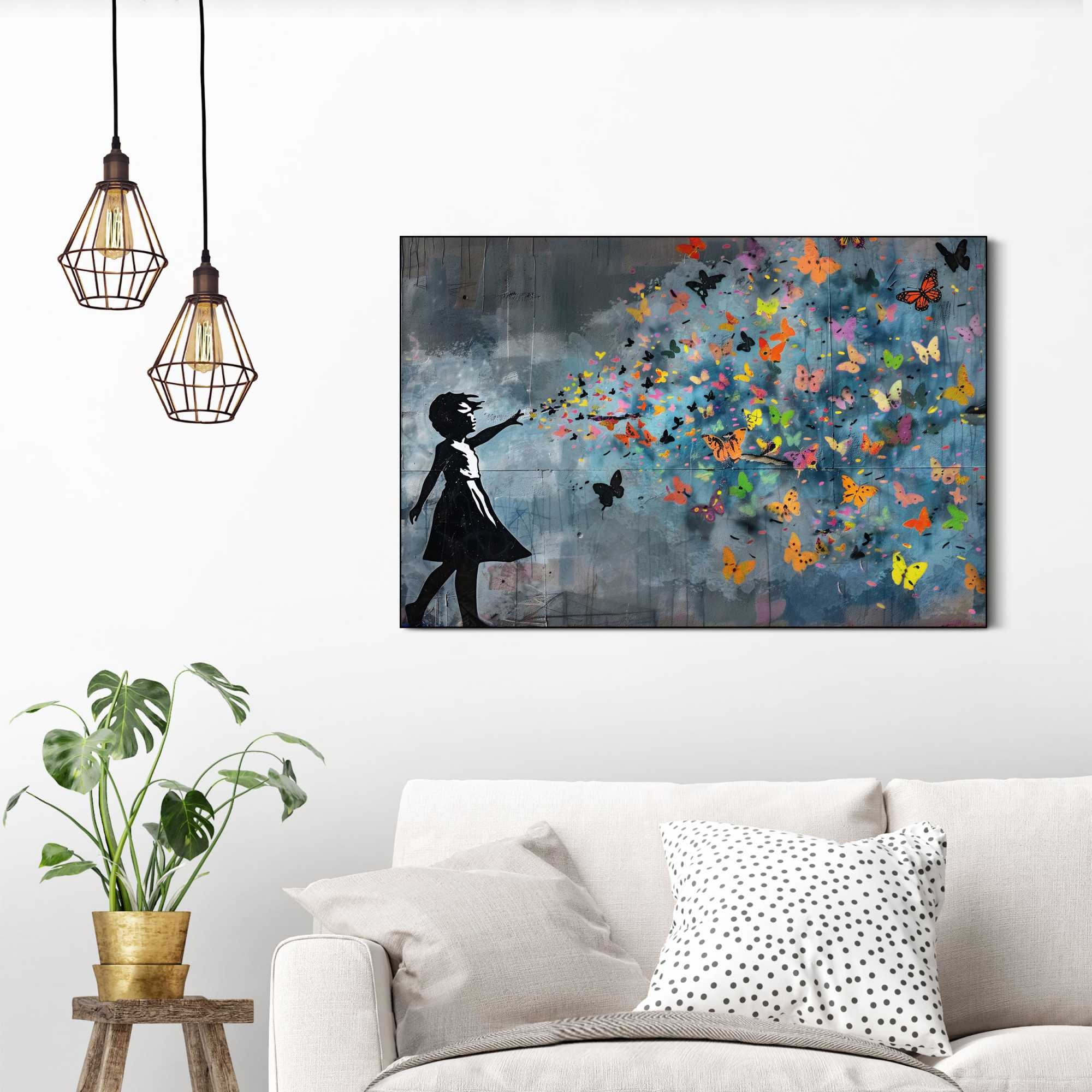 Reinders! Wandbild »Mädchen mit Schmetterlingen«, Teenager Zimmer - Nacht - Mehrfarbig - MDF - Kunst - 90x60 cm