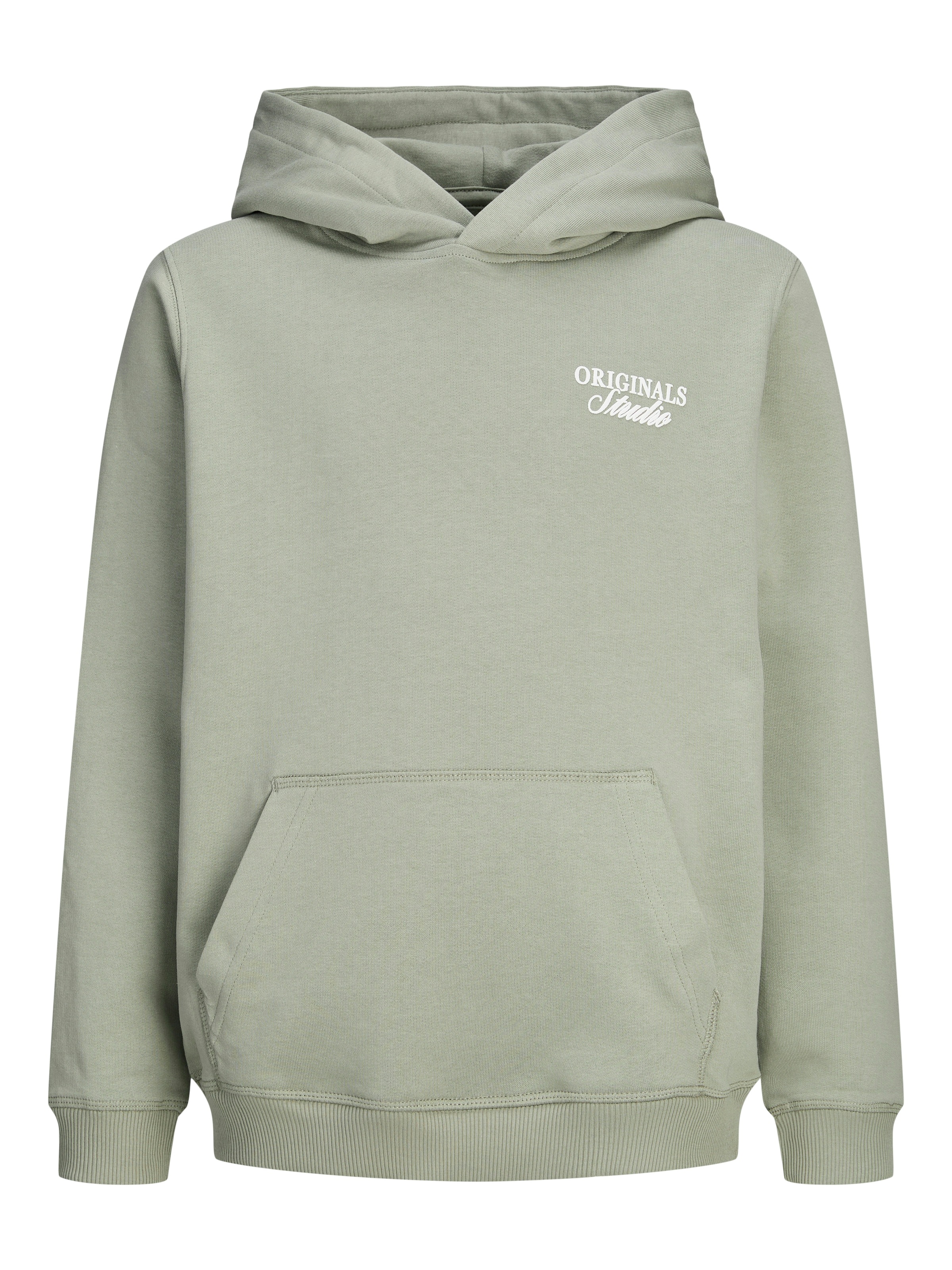 Jungen Kapuzensweatshirt "JORNORREBRO TYPO BACK SWEAT HOOD SN JNR"seagrass detail:ss26, Gr. 152, JACK & JONES JUNIOR, bedruckt, angeraute Sweatware,