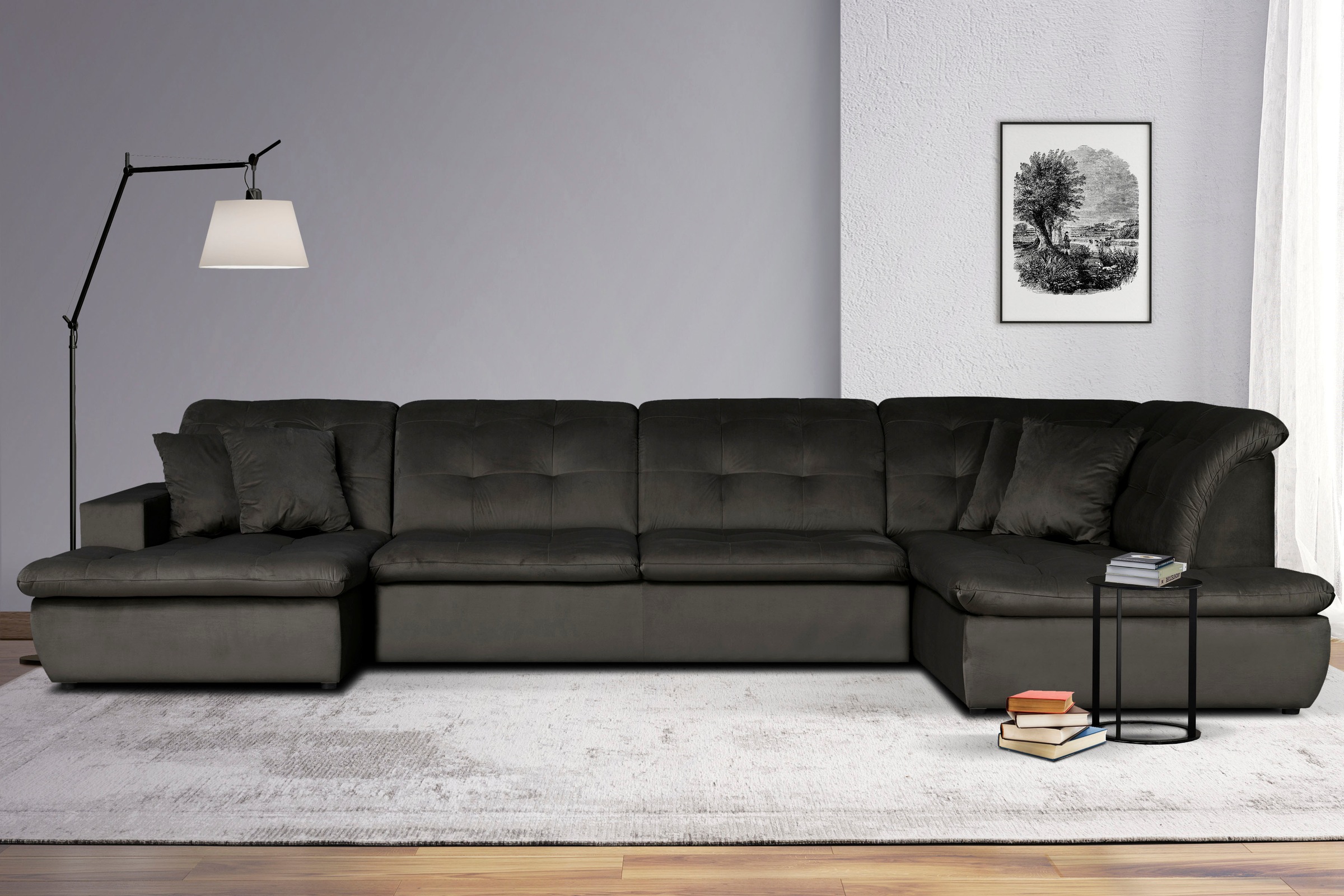 INOSIGN Wohnlandschaft »BRISBANE NEU U-Form«, mit feiner Steppung, Matten-Optik, incl. Zierkissen