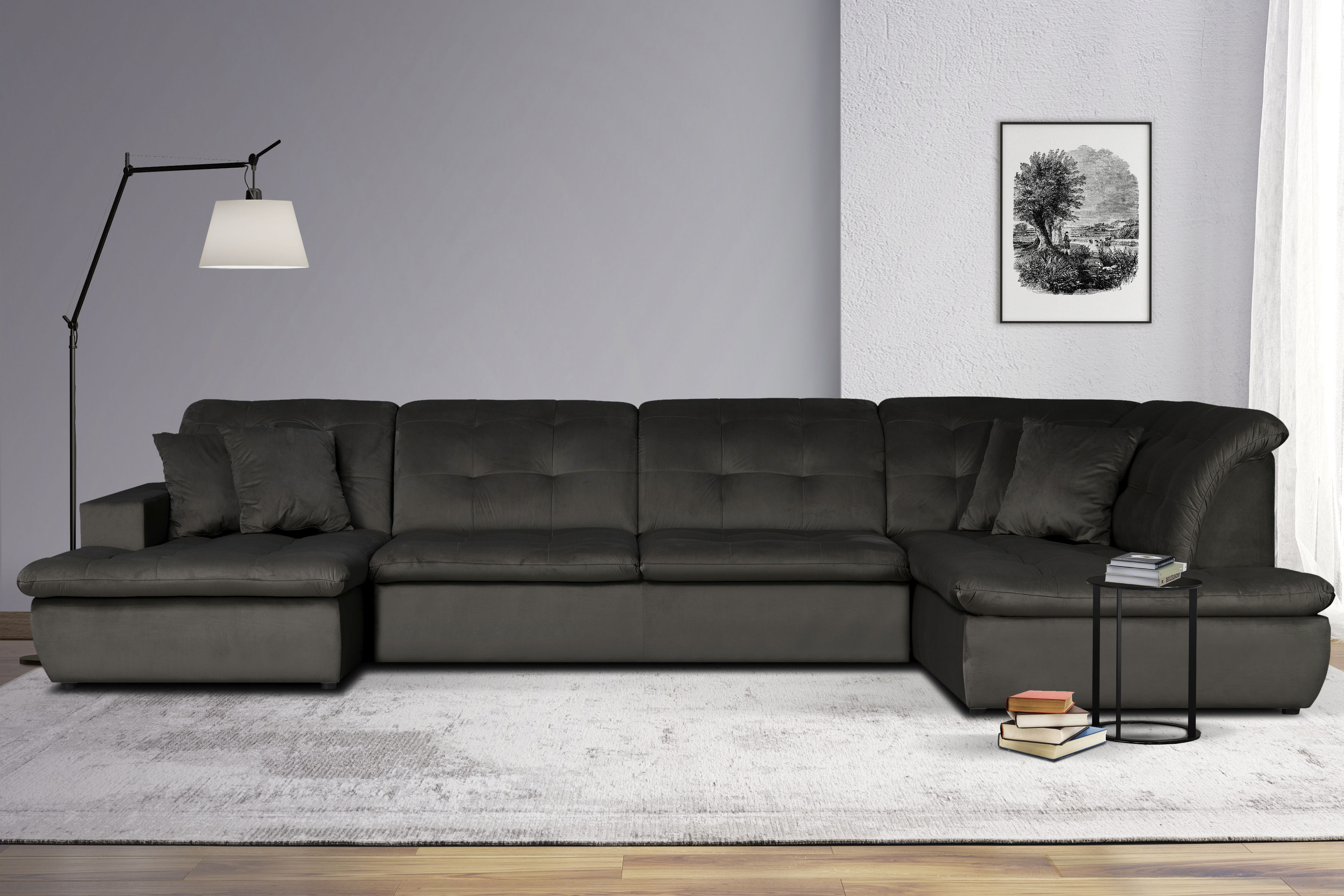 Home affaire Wohnlandschaft "BRISBANE NEU U-Form" mit feiner Steppung, Matten-Optik, incl. Zierkissen
