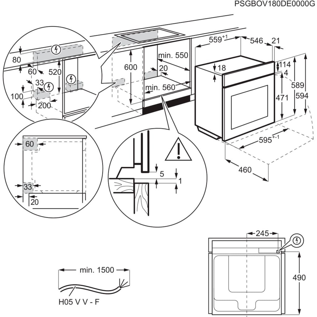 AEG Induktions Herd-Set »EPE555220M«, EPE555220M, mit Backauszug, Pyrolyse-Selbstreinigung