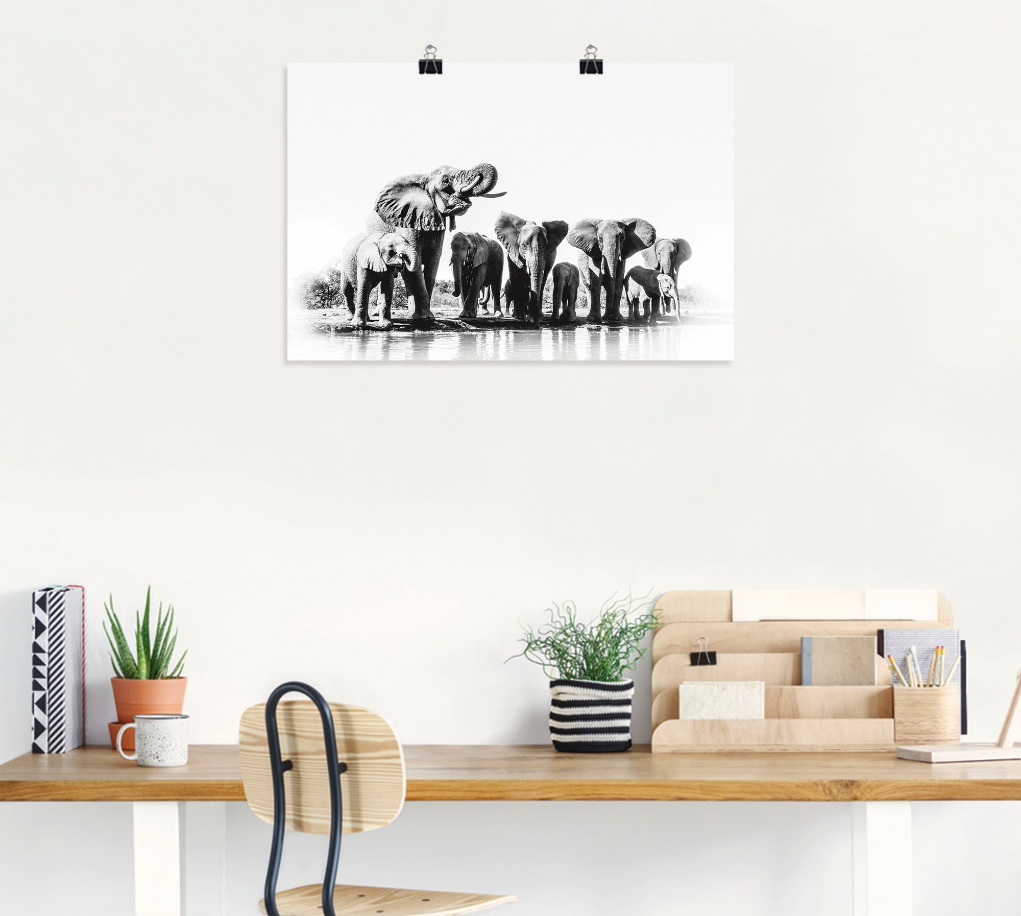 Artland Wandbild »Elefanten am Wasserloch«, Elefanten Bilder, (1 St.), als  Alubild, Leinwandbild, Wandaufkleber oder Poster in versch. Größen kaufen |  BAUR