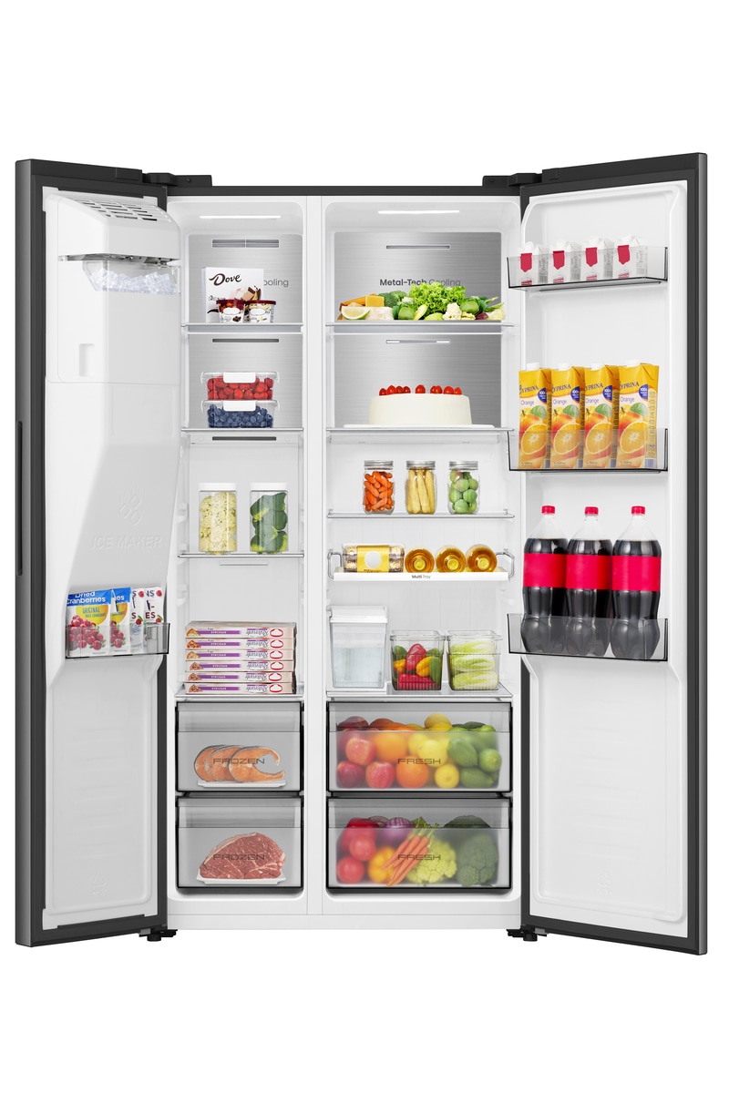 Hisense Side-by-Side »MS91528FC« 178,6 cm hoch 91,1 cm breit mit Wasser-/Eisspender, kein Festwasseranschluss dank Tank