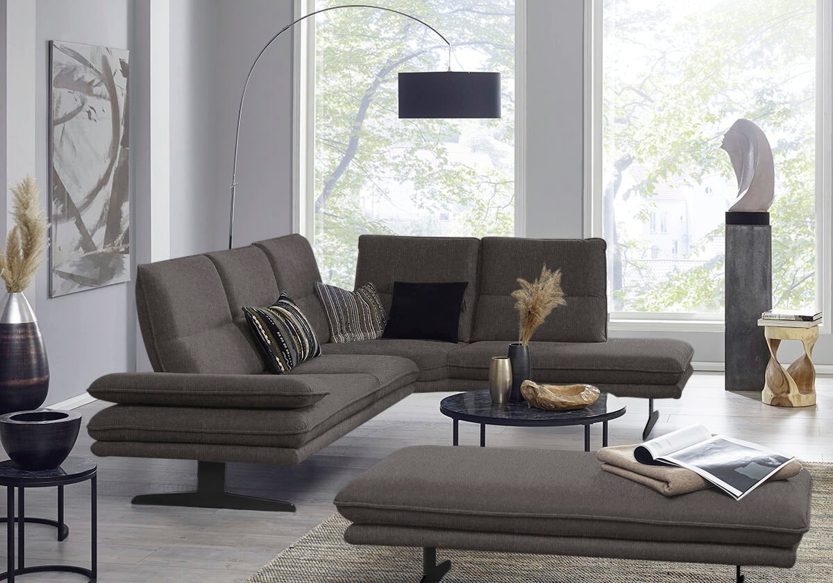 W.SCHILLIG Ecksofa "broadway, Designsofa, toller Sitzkomfort, zeitlos, elegant, L-Form" Sitztiefenverstellung, Kopfteil- & Seitenteilverstellung, Breite 284cm
