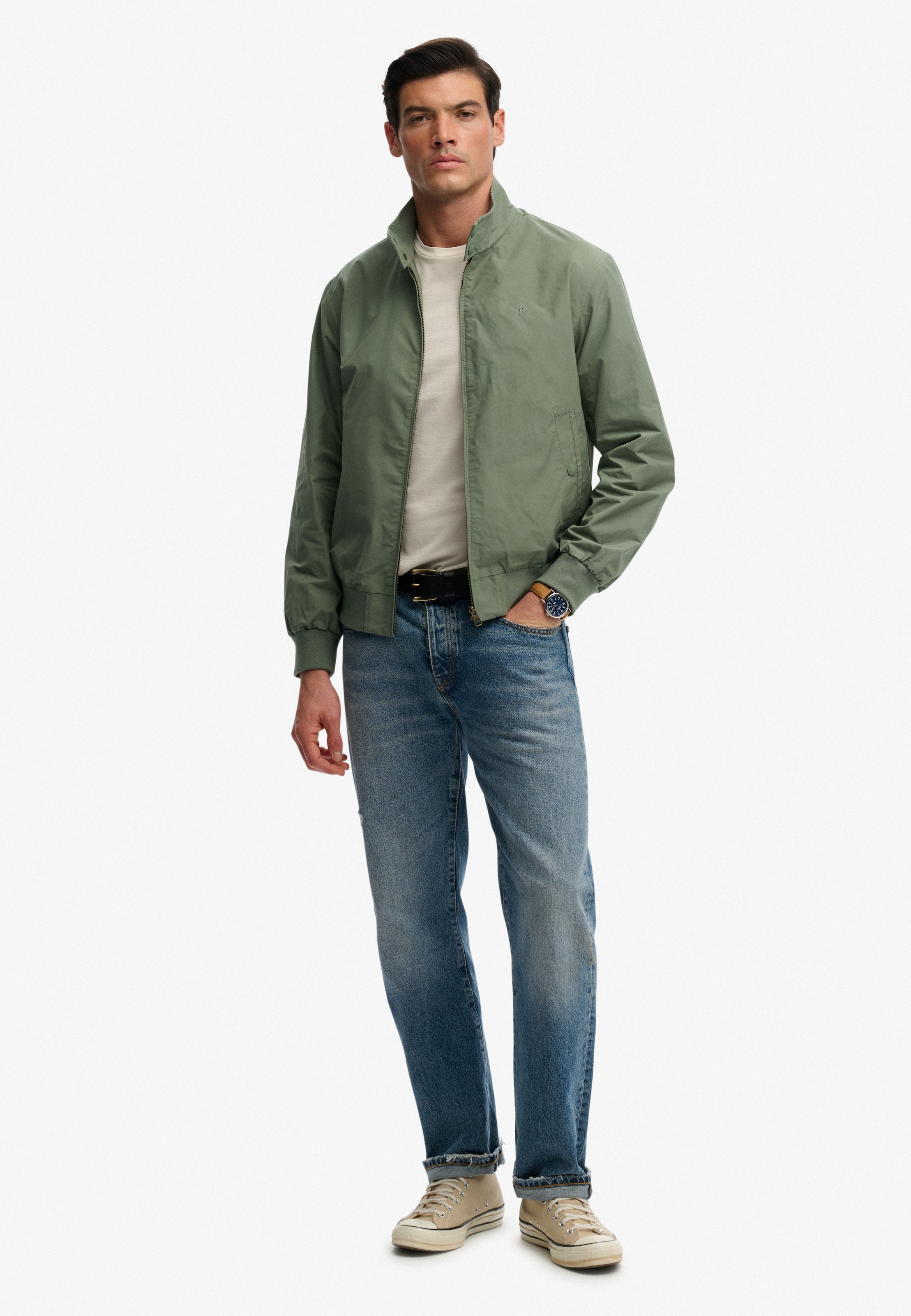 Superdry Parka »CLASSIC HARRINGTON JACKET« ohne Kapuze Relaxed Fit, mit hochschließendem Kragen, aus Polyester und Baumwolle